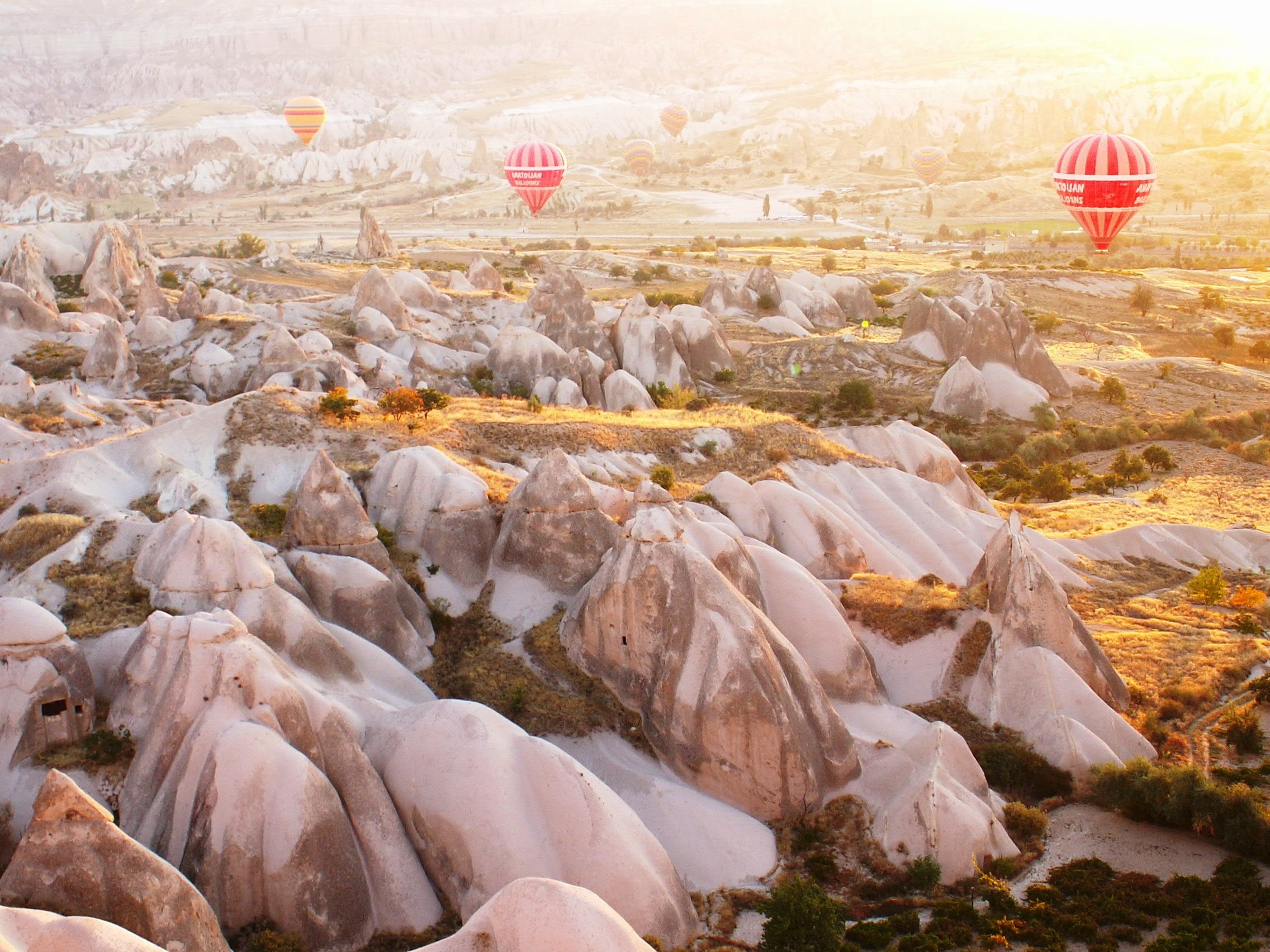Turkey, green grass, turkey - Middle East, balloon, air, hot Air Balloon, hot, Cappadocia, geology, walk in, grass, anatolia, sky, travel, tuff, 1080P, HD Wallpaper
