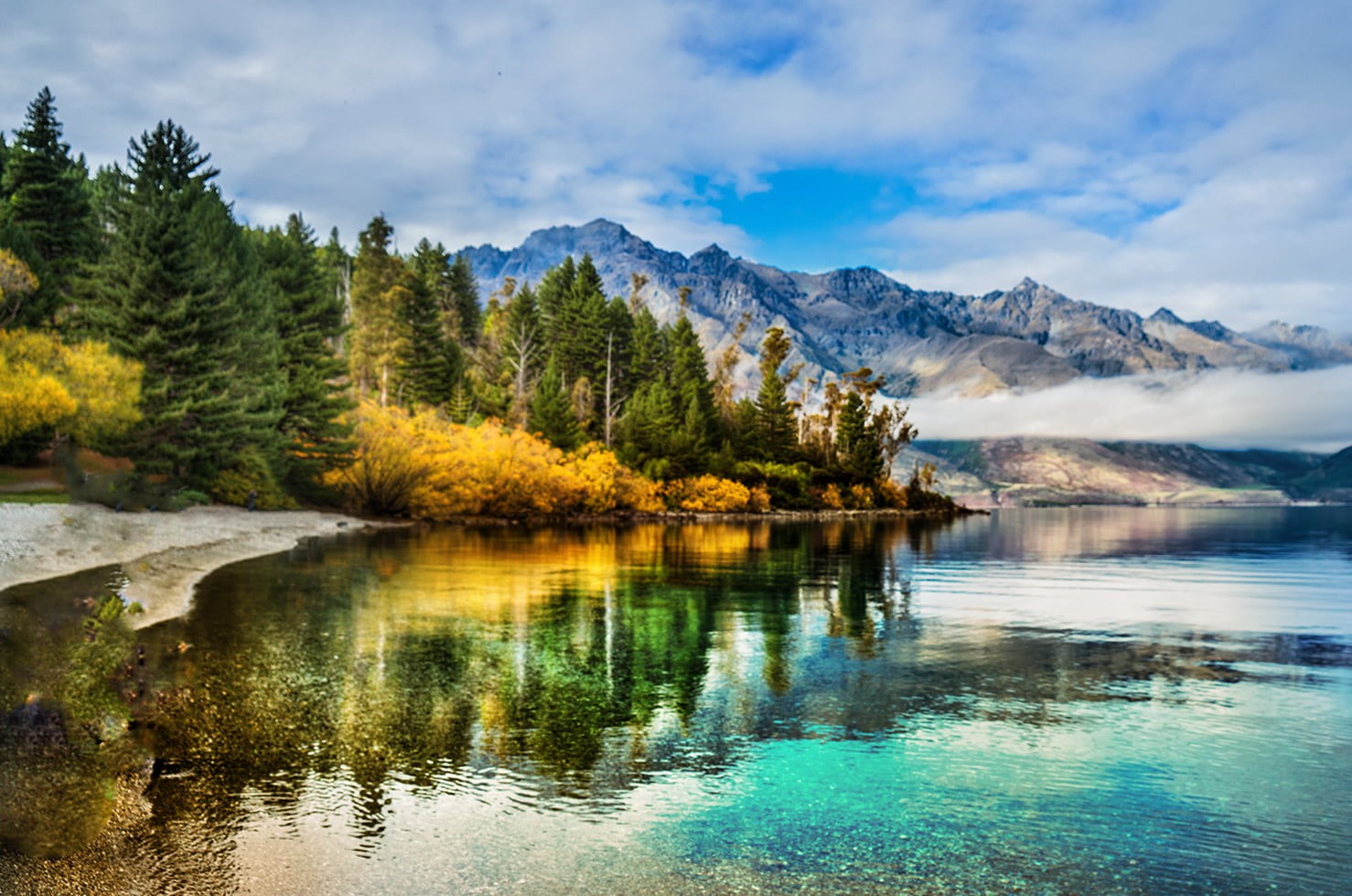 Sony  ILCE-7R, Beautiful, lake wakatipu, South Island, Reflection, Sand  Rock, body of water, Outdoors, Day, Trees, Autumn Colours, Magic, Tourism, scenics, HD Wallpaper