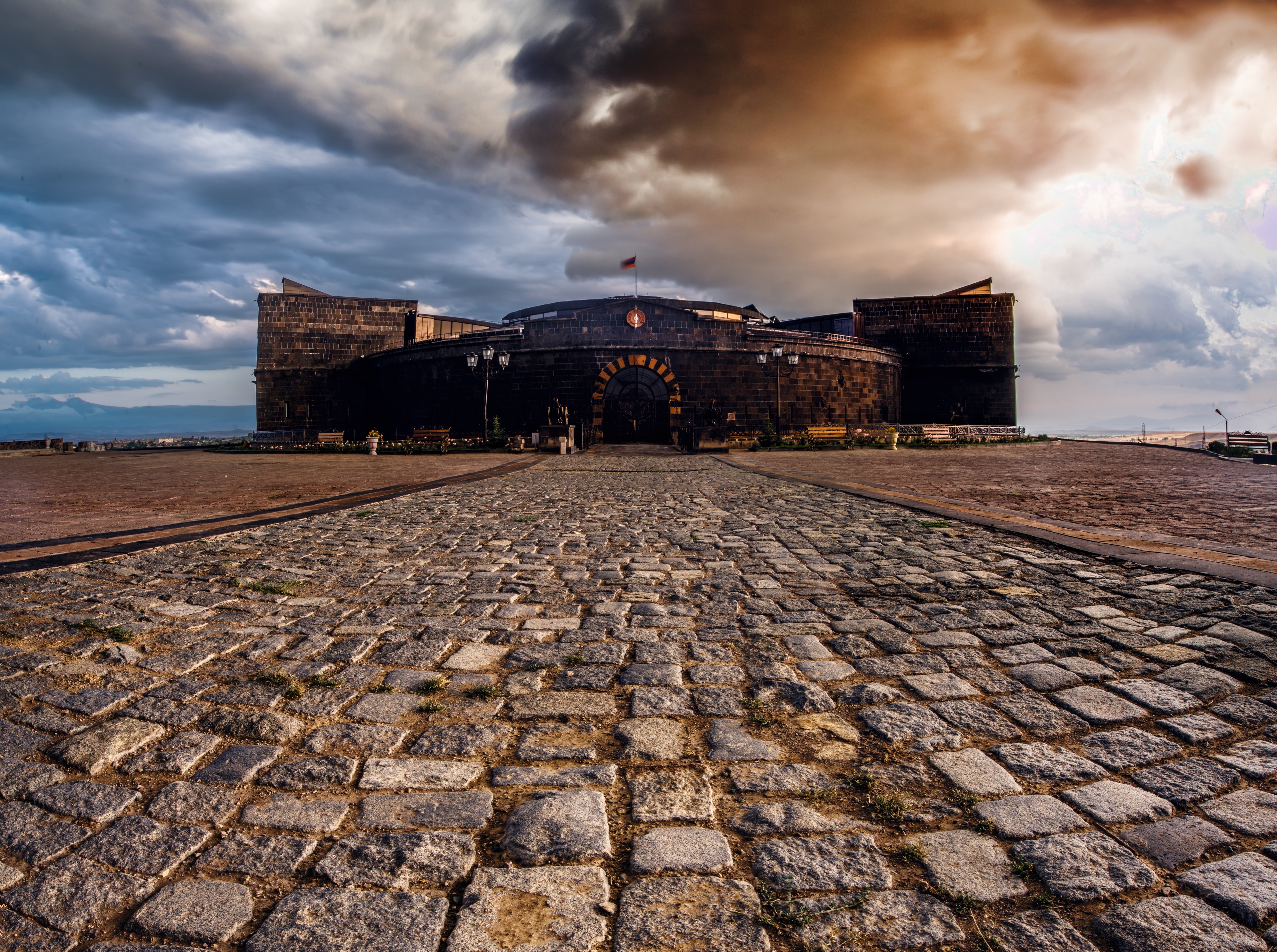 armenia, stone, Fortress, old, Dramatic, paving stone, nature, Castle, Architecture, no people, sky, 5K, cobblestone, concrete, brown, day, outdoors, travel destinations, HD Wallpaper