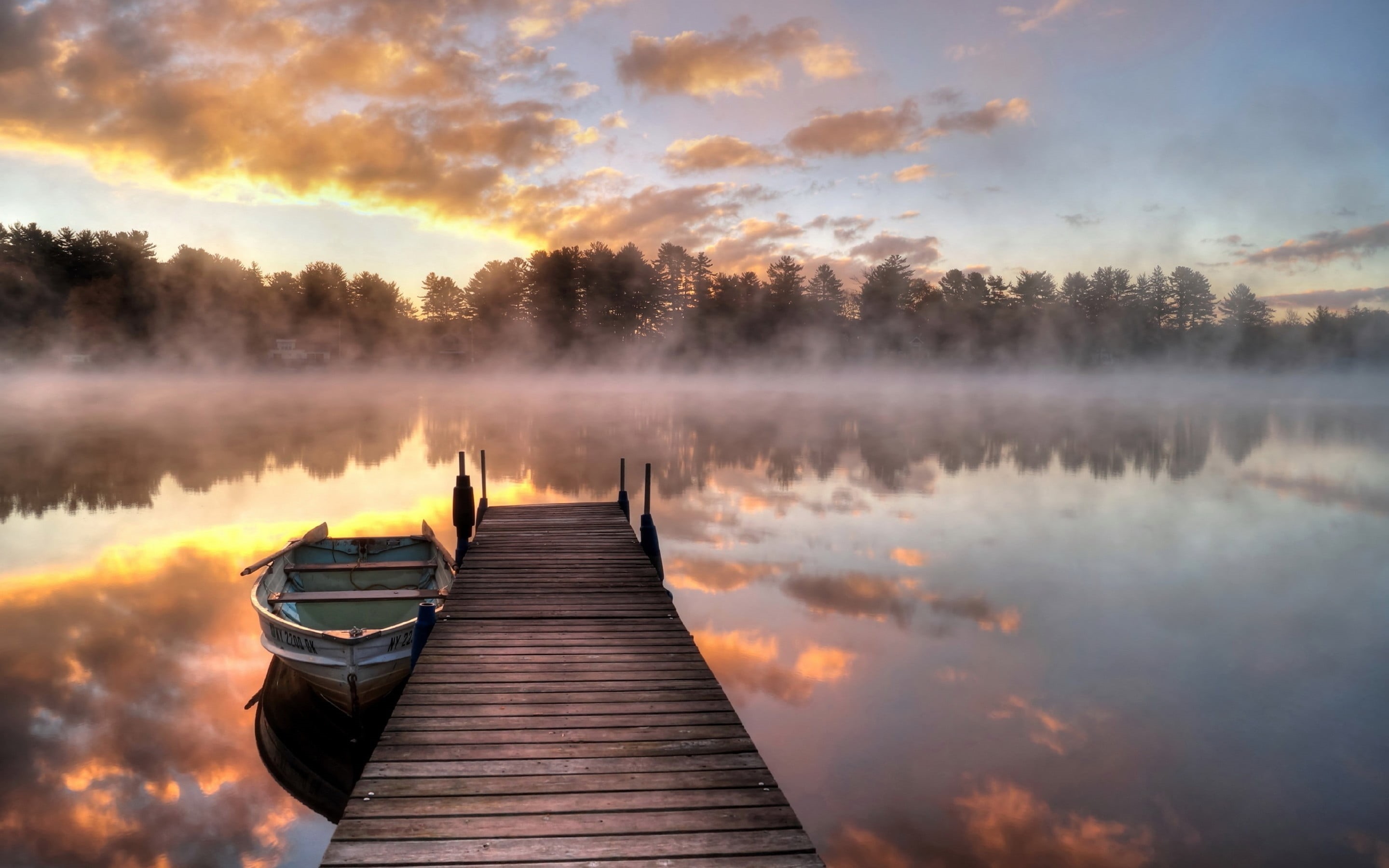 wooden, water, non-urban scene, sky, tree, sunset, reflection, beauty in nature, 2K, brown, tranquility, no people, outdoors, nature, tranquil scene, lake, HD Wallpaper