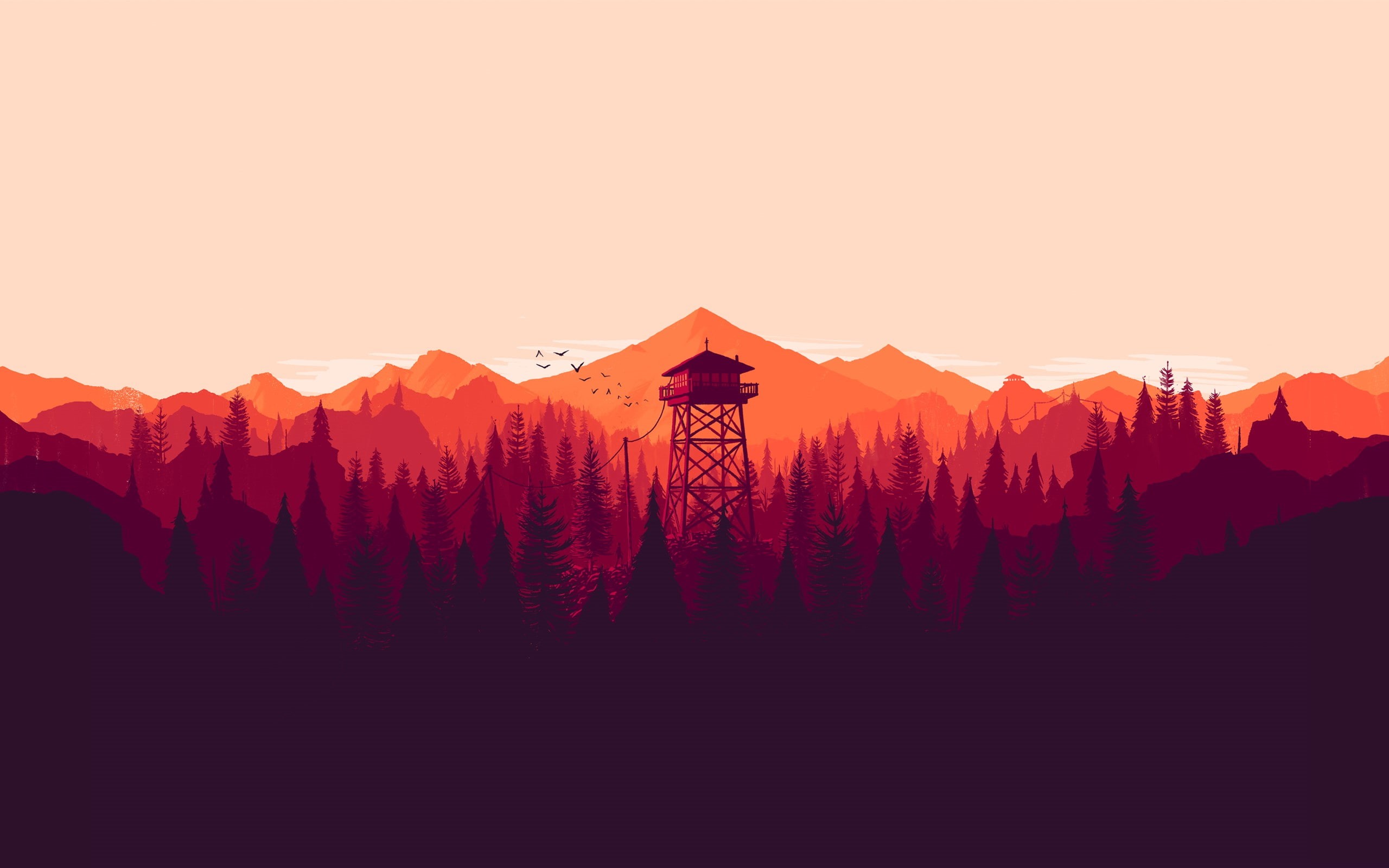 scenics - nature, tree, beauty in nature, forest, sky, copy space, tranquil scene, mountain range, mountain, land, outdoors, travel, campo santo video games watching tower mountain minimalism hunting platform idle thumbs firewatch, HD Wallpaper