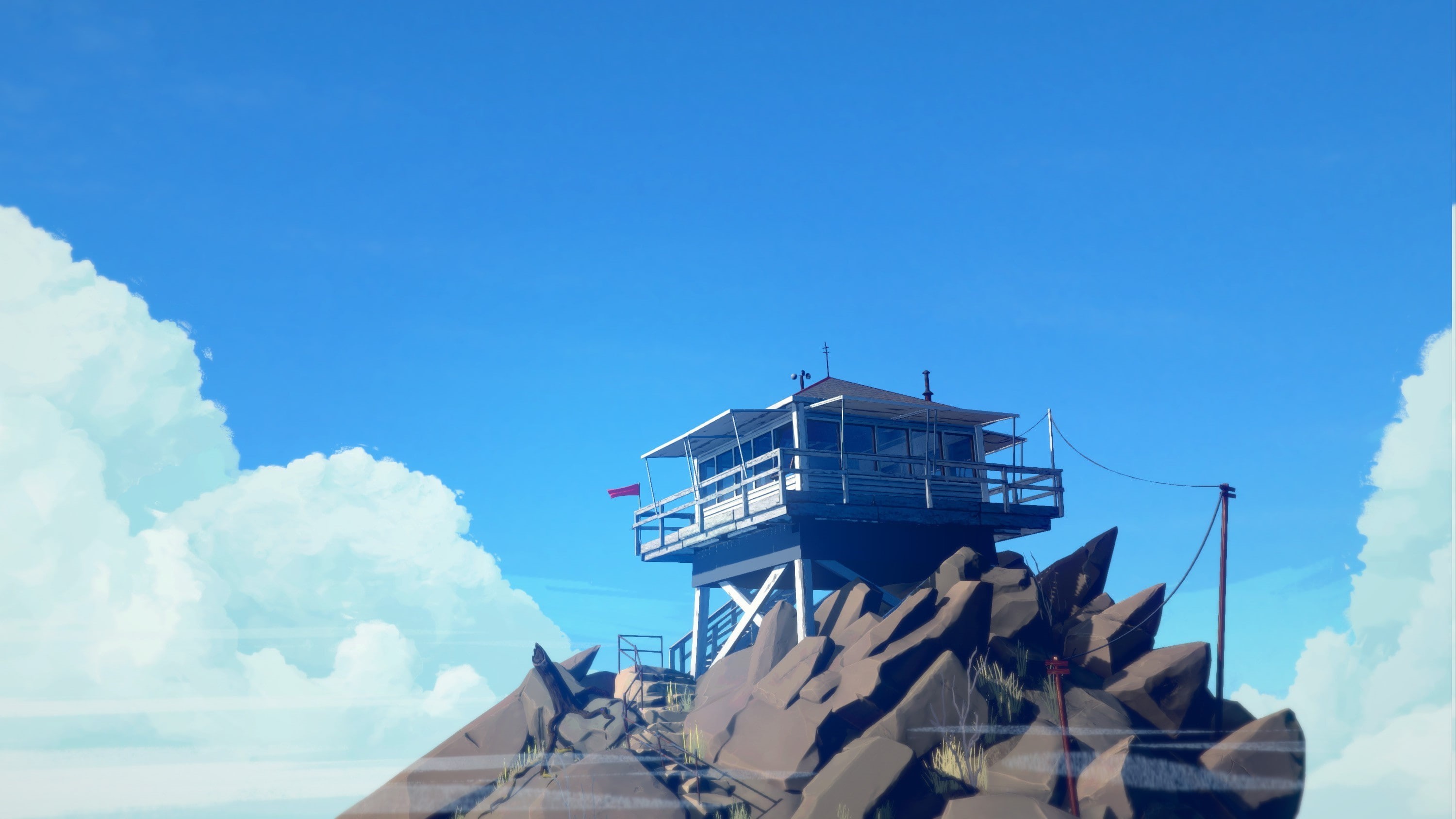 sunlight, nature, skyscraper, outdoors, architecture, day, firewatch campo santo video games artwork, no people, blue, building exterior, tower, city, religion, HD Wallpaper