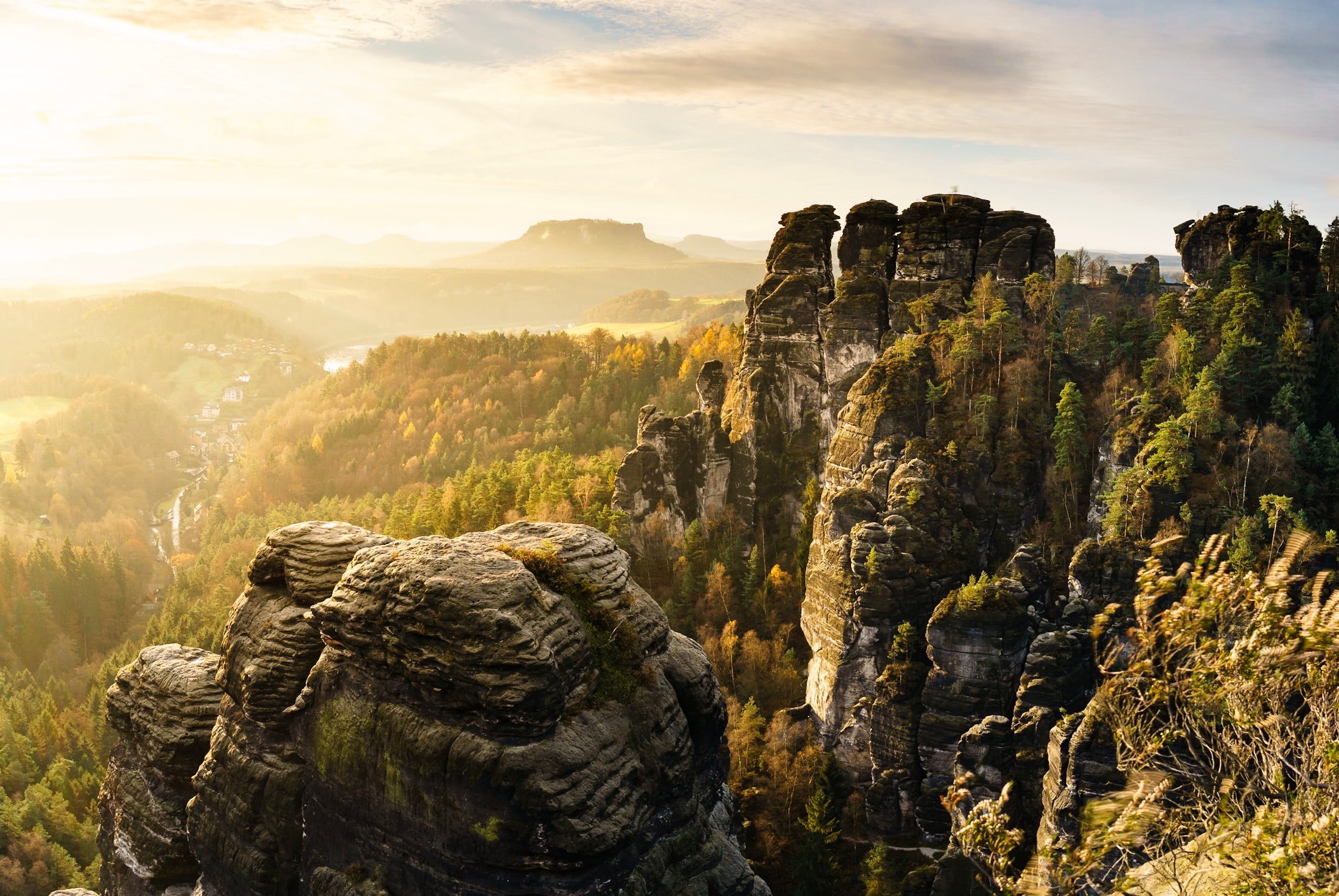 daytime, Tal, Valley, black and gray, Fall, Switzerland, Nature, photo, a6000, Germany, Sunrise, Felsen, Blowing in the Wind, 1080P, Sächsische Schweiz, HD Wallpaper