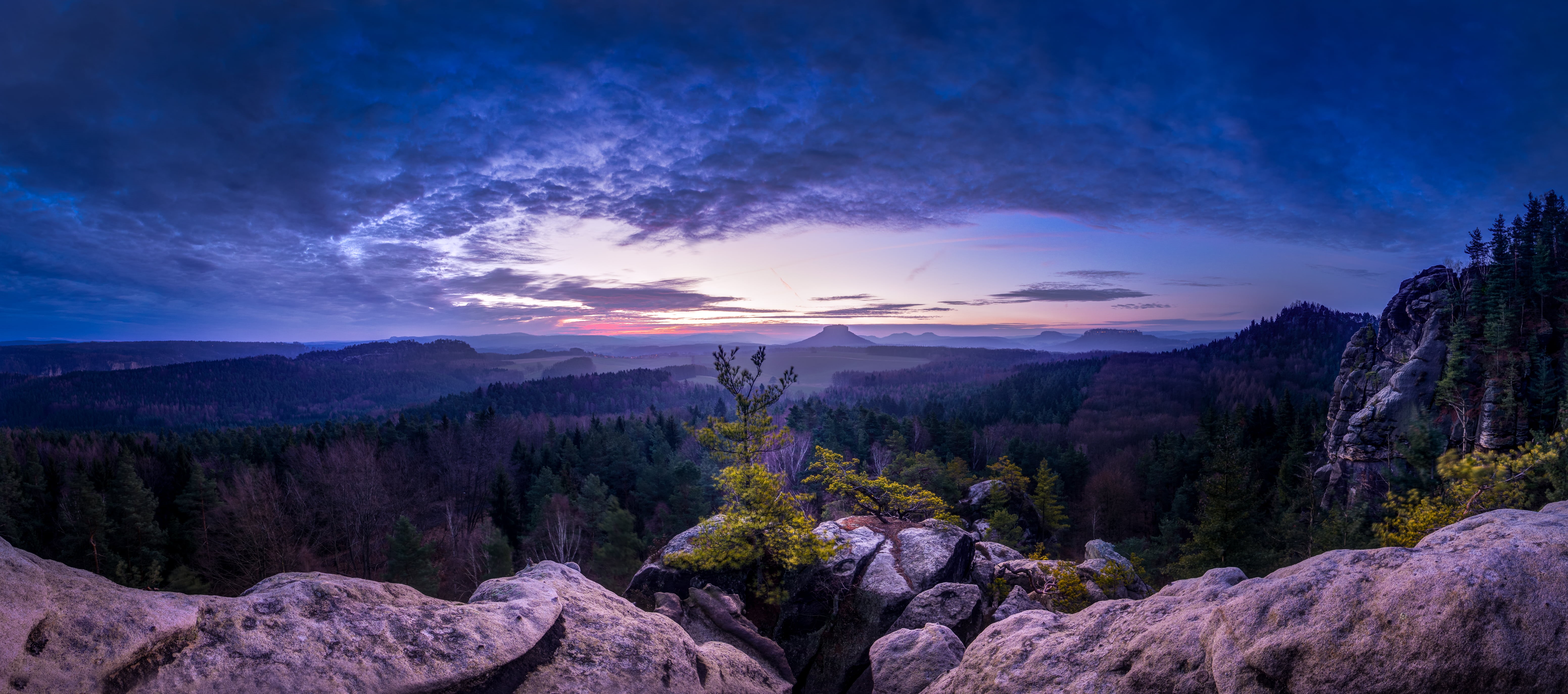 Sachsen, sunrise - Dawn, Elbsandsteingebirge, beauty In Nature, Felsen, Baum, Saxony, sunset, SEL, Sächsische-Schweiz, Colors, blue, Deutschland, Switzerland, HD Wallpaper