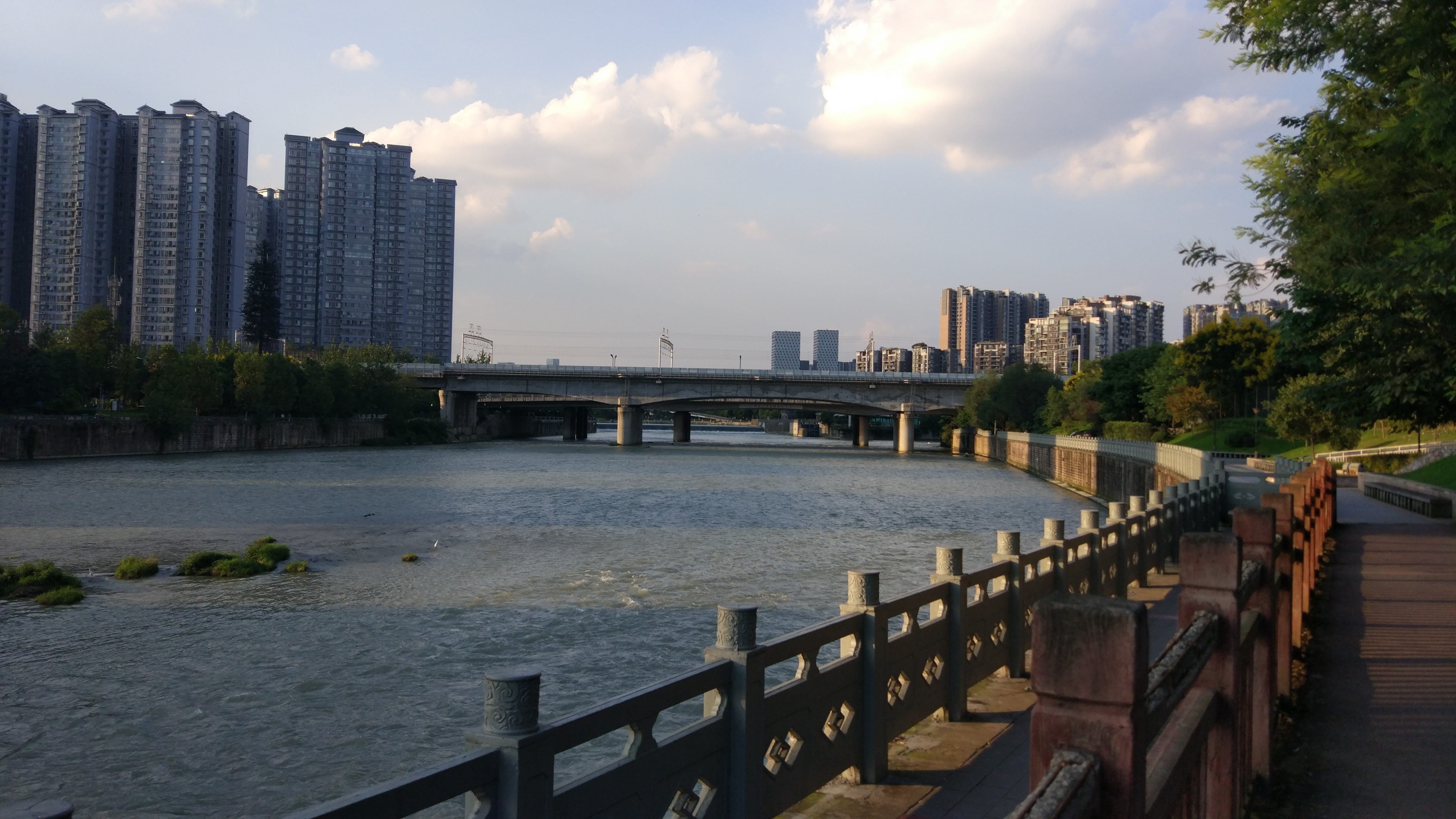 connection, bridge - man made structure, outdoors, bridge, 4K, building, chengdu, cityscape, sky, plant, china, tree, cloud - sky, railing, built structure, HD Wallpaper