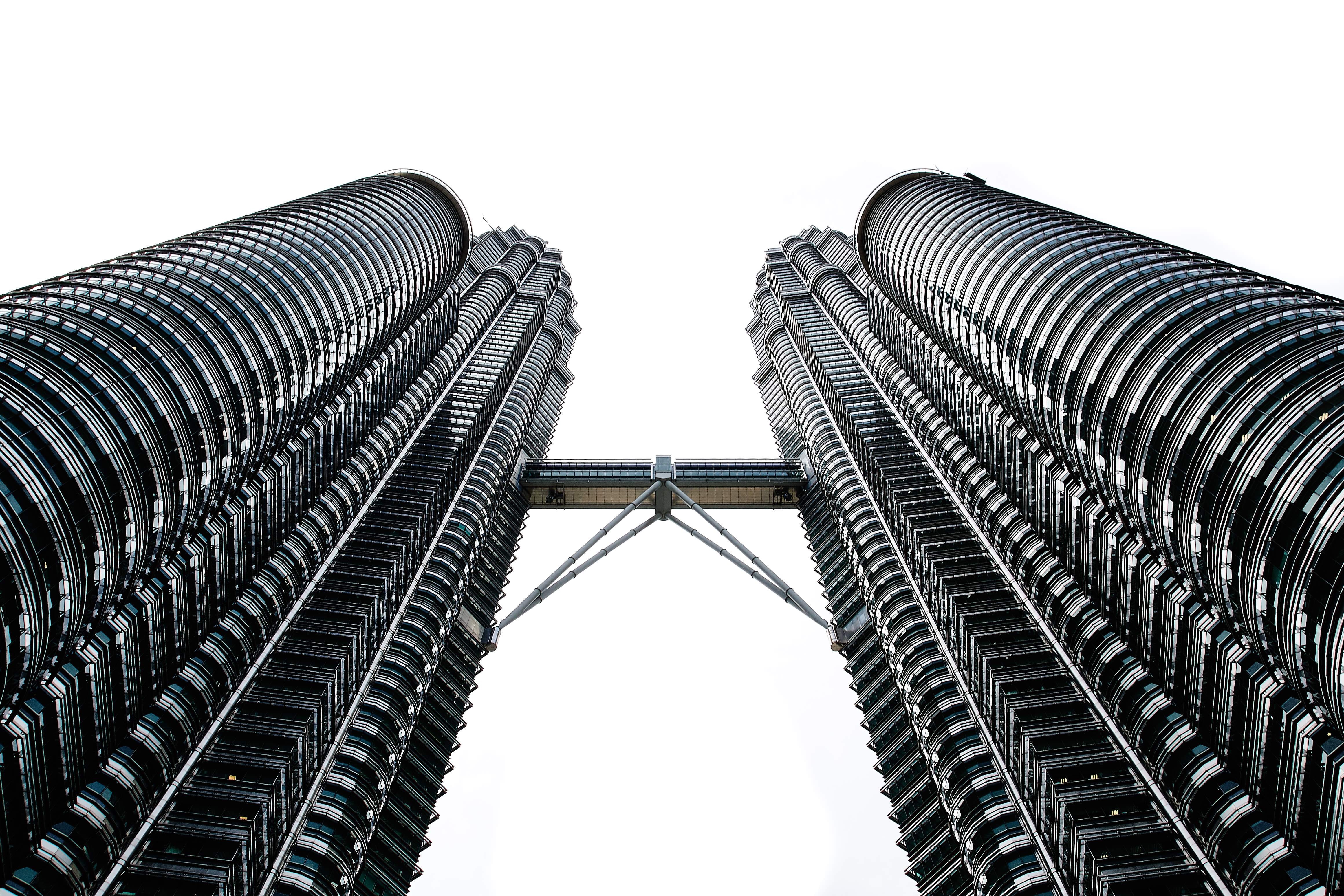 tall - high, office, steel, city, outdoors, low, day, connection, business, sky, building exterior, building, architecture, daytime, nature, clear sky, HD Wallpaper