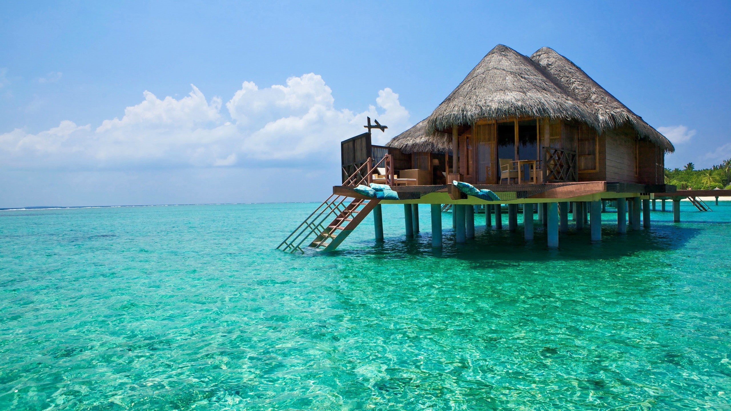 bungalows, island, ocean, 2K, bali, HD Wallpaper