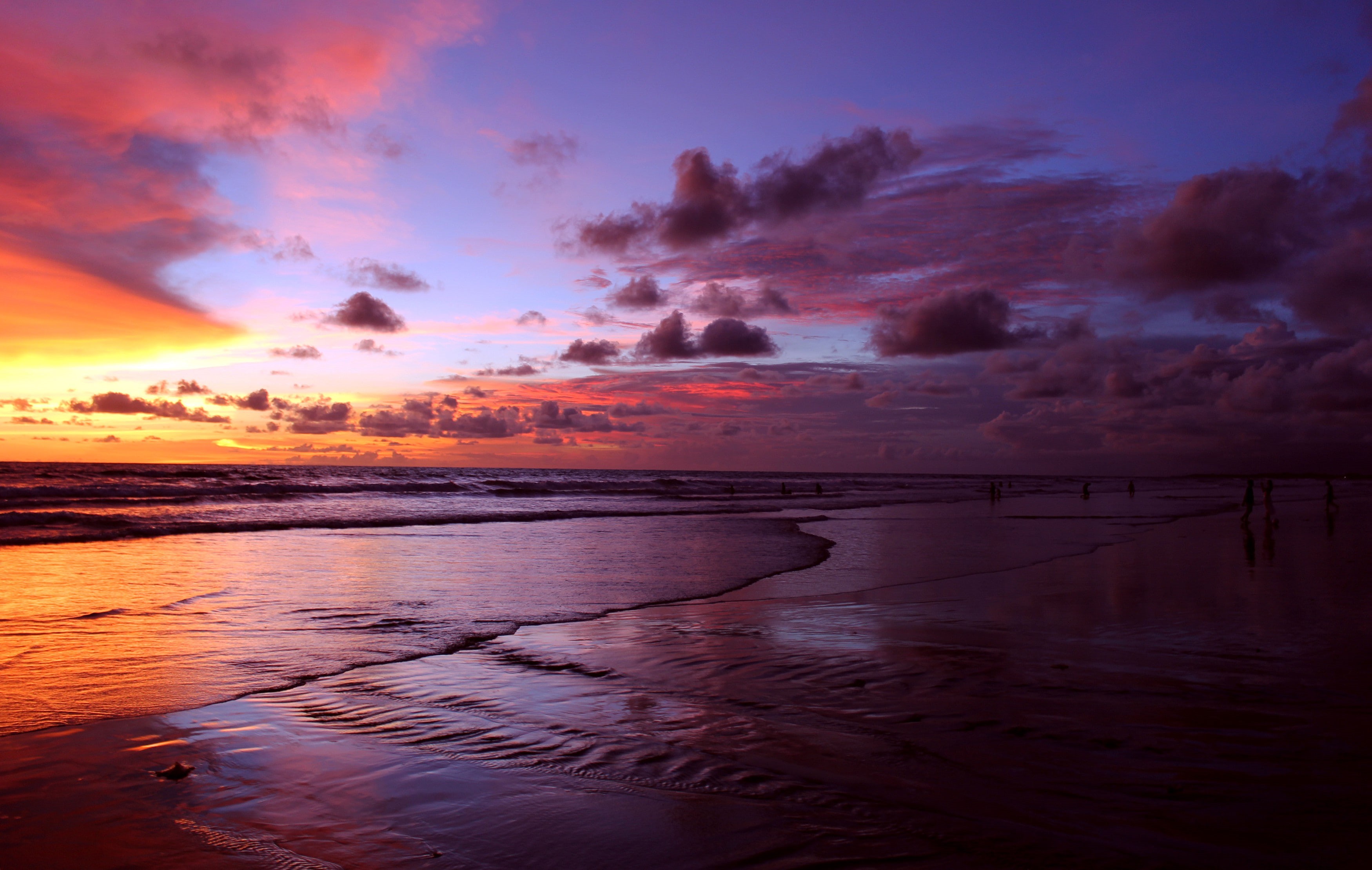 2K, watch, Bali, Sea, people, shoreline, Sunset, clouds, HD Wallpaper