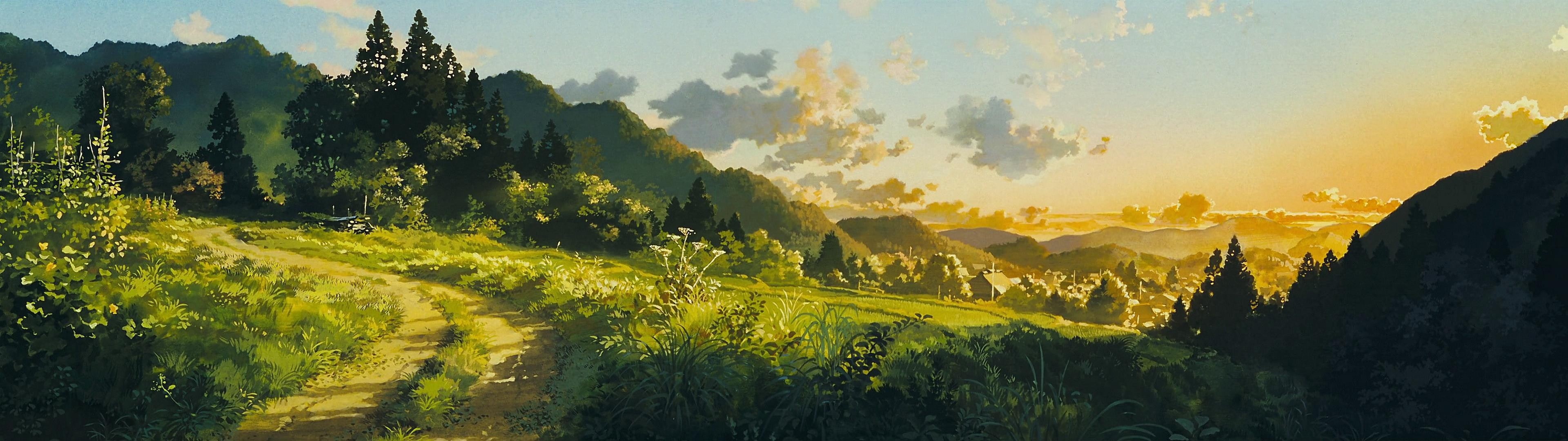 Multiple Display, path, Studio Ghibli, artwork, Only Yesterday, 4K, HD Wallpaper