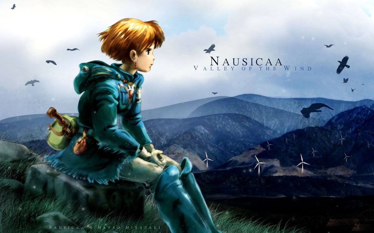 nature, Studio Ghibli, Nausicaa of the Valley of the Wind, mountain range, animals in the wild, beauty in nature, large group of animals, art and craft, HD Wallpaper