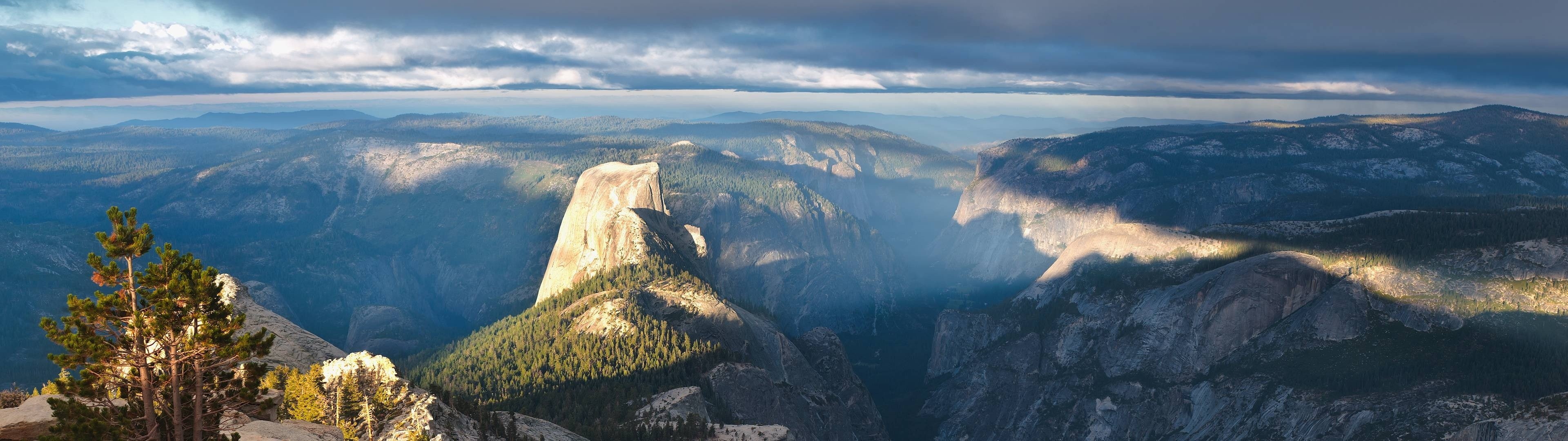 4K, Yosemite National Park, multiple display, landscape, Half Dome, HD Wallpaper