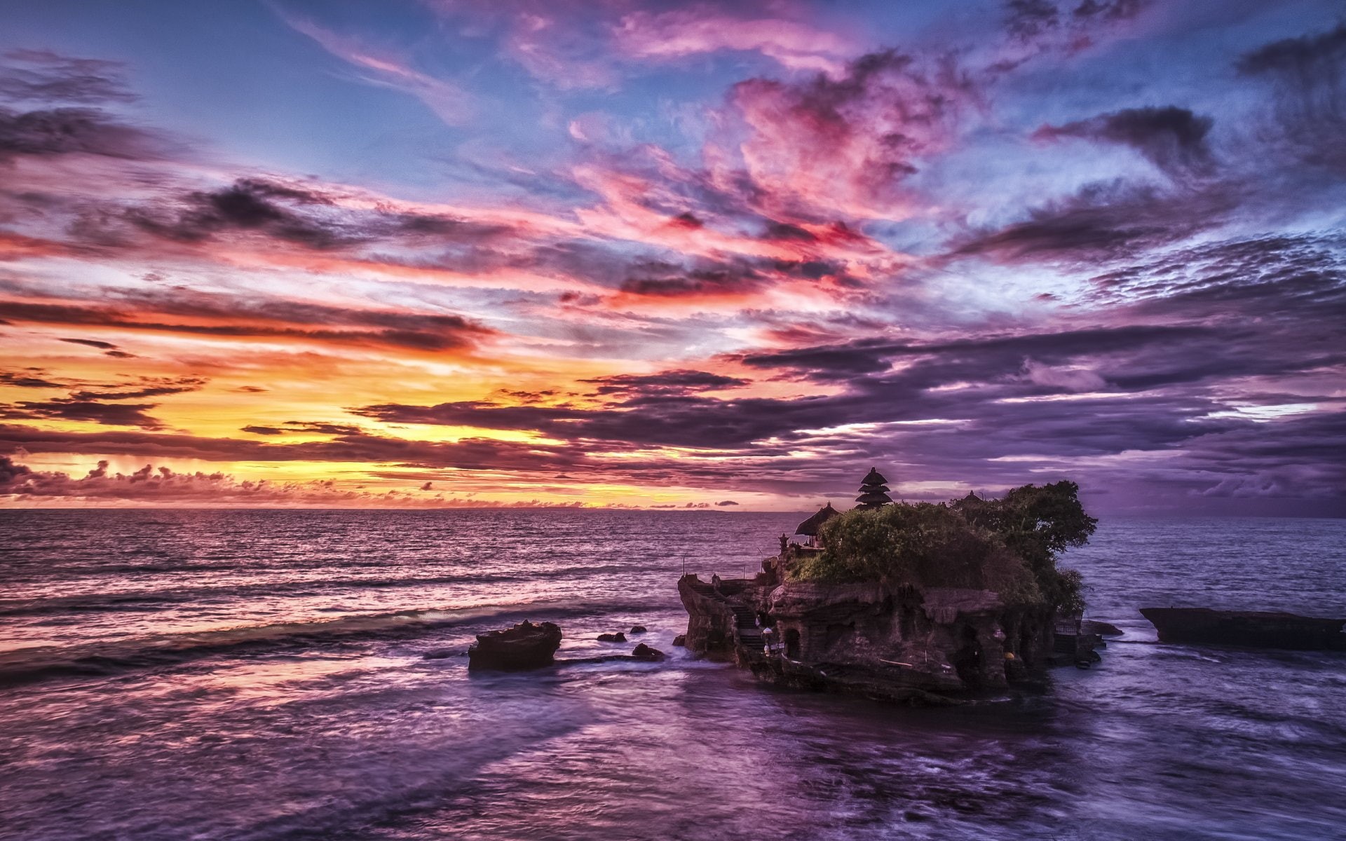 1080P, Earth, Tanah Lot, Bali, Temple, Ocean, Sky, HD Wallpaper