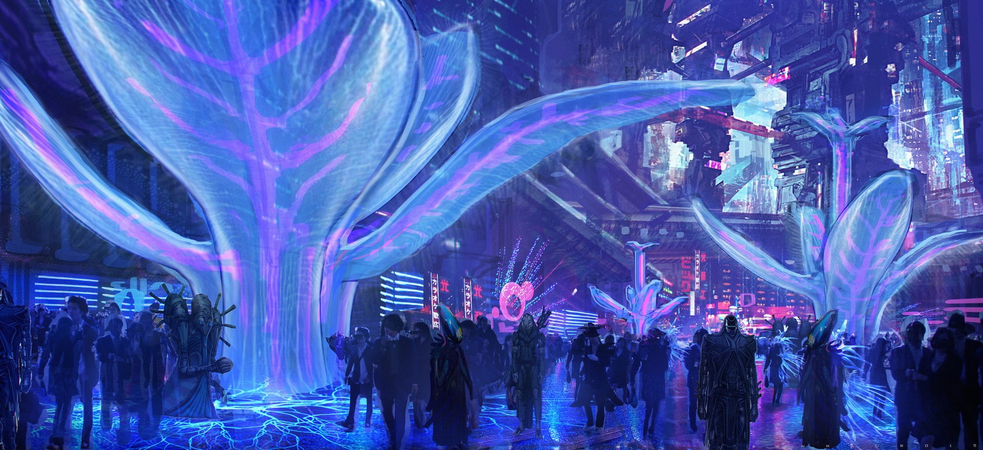 plants, architecture, Valerian and the City of a Thousand Planets, group of people, celebration, real people, music festival, 1080P, science fiction, popular music concert, HD Wallpaper