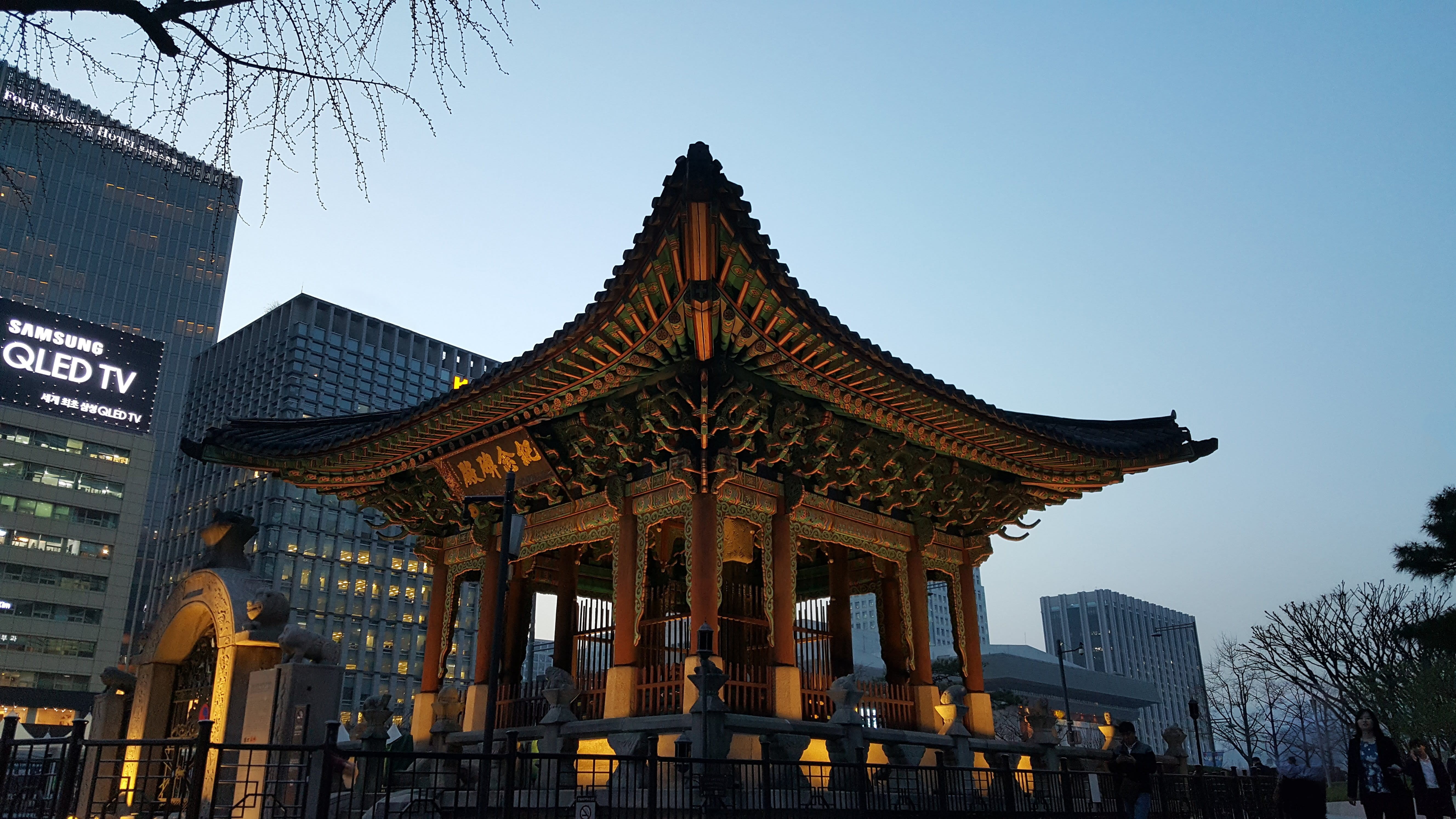 seoul, traditional, text, outdoors, tree, rural, religion, ancient, city, day, spirituality, contrast, walk, hue, built structure, seoulcity, place of worship, HD Wallpaper