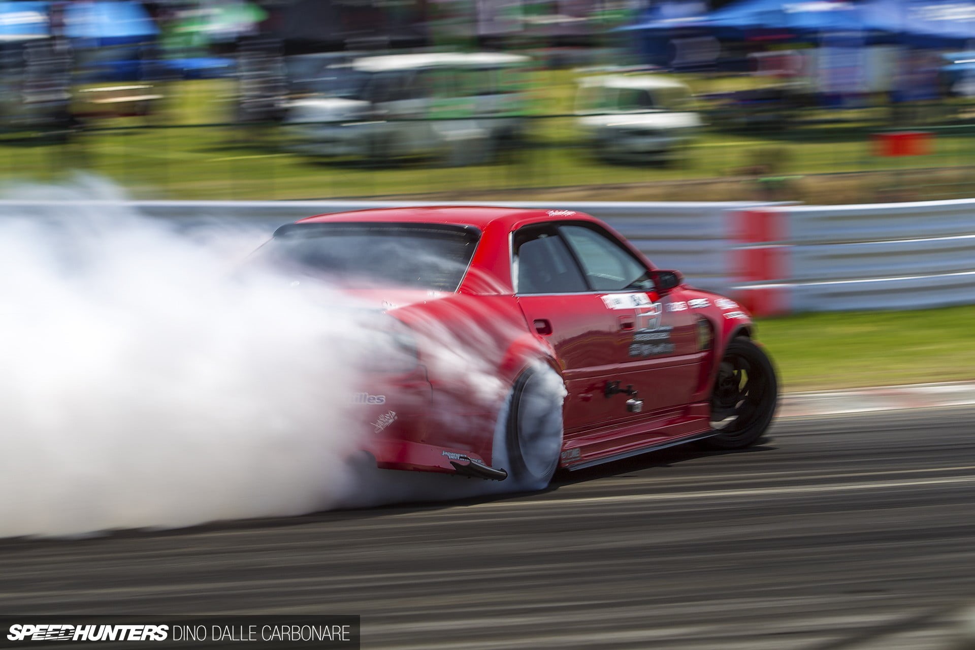 speed, motor racing track, sedan, drift, motion, mode of transportation, sports race, land vehicle, auto racing, Toyota, red, driving, smoke, blurred motion, HD Wallpaper