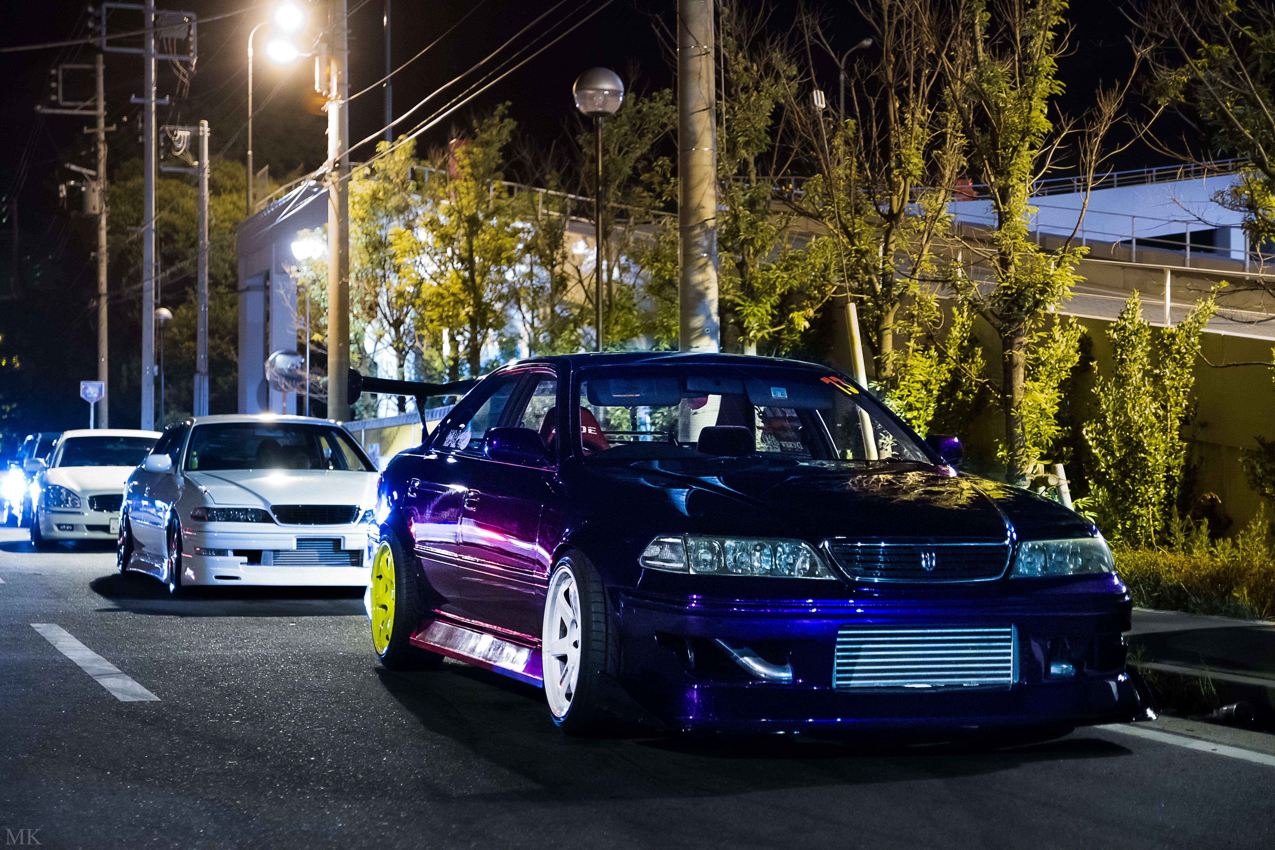 illuminated, plant, modern, mark 2, dark blue, night, new, car, retro styled, parking, architecture, traffic, mode of transportation, urban Scene, luxury, HD Wallpaper