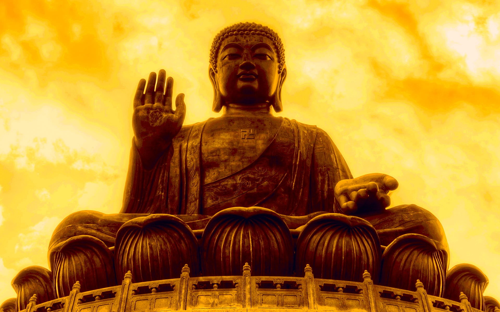 statue, art and craft, architecture, building, sculpture, belief, tan, golden, spirituality, sky, lord, buddha, place of worship, tian, 1080P, representation, HD Wallpaper