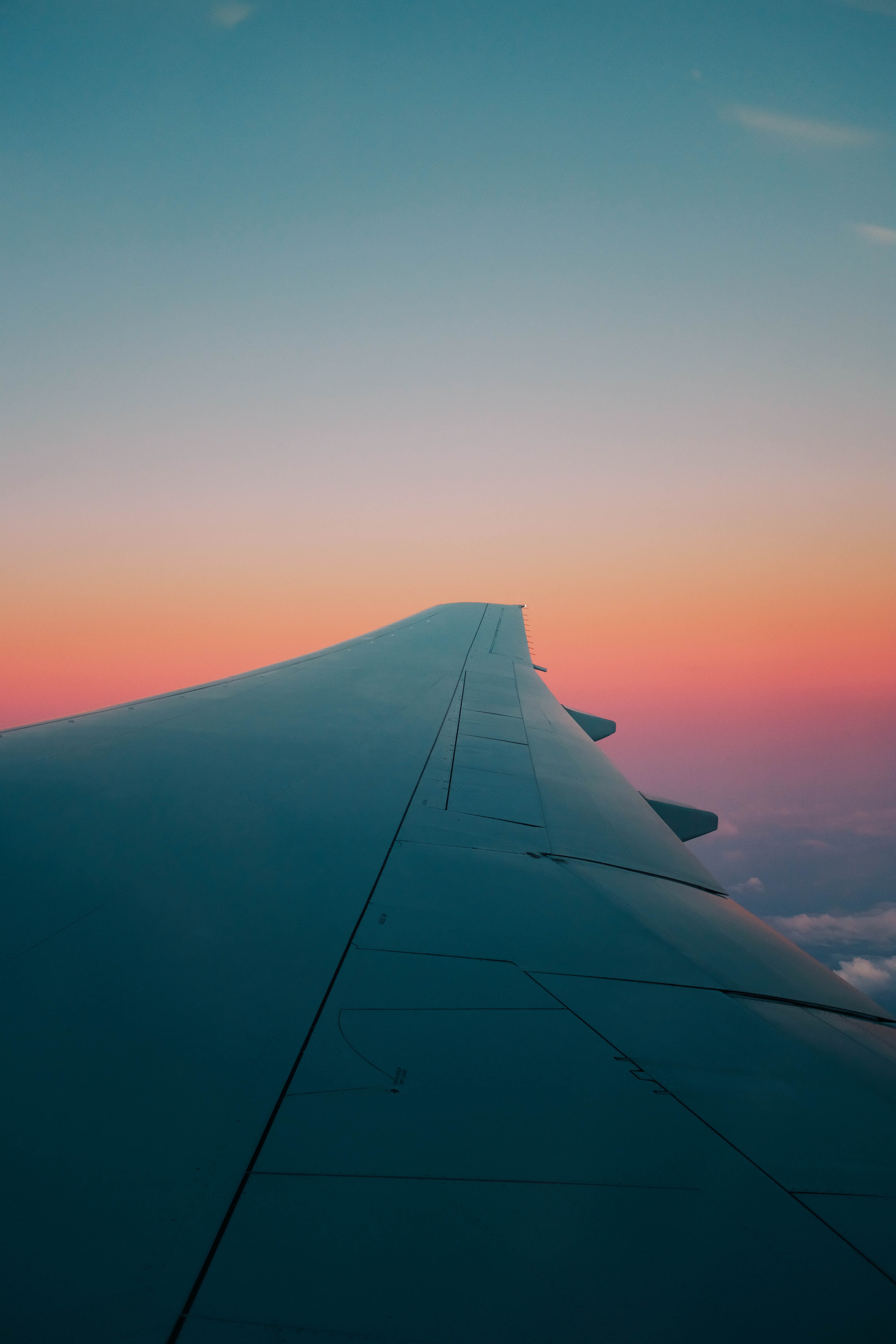 outdoors, no People, cloud - Sky, rose, aerial View, mode of Transport, avion, aerospace Industry, horizon, gray, scenics, wing, sunlight, above, window, Phone HD Wallpaper