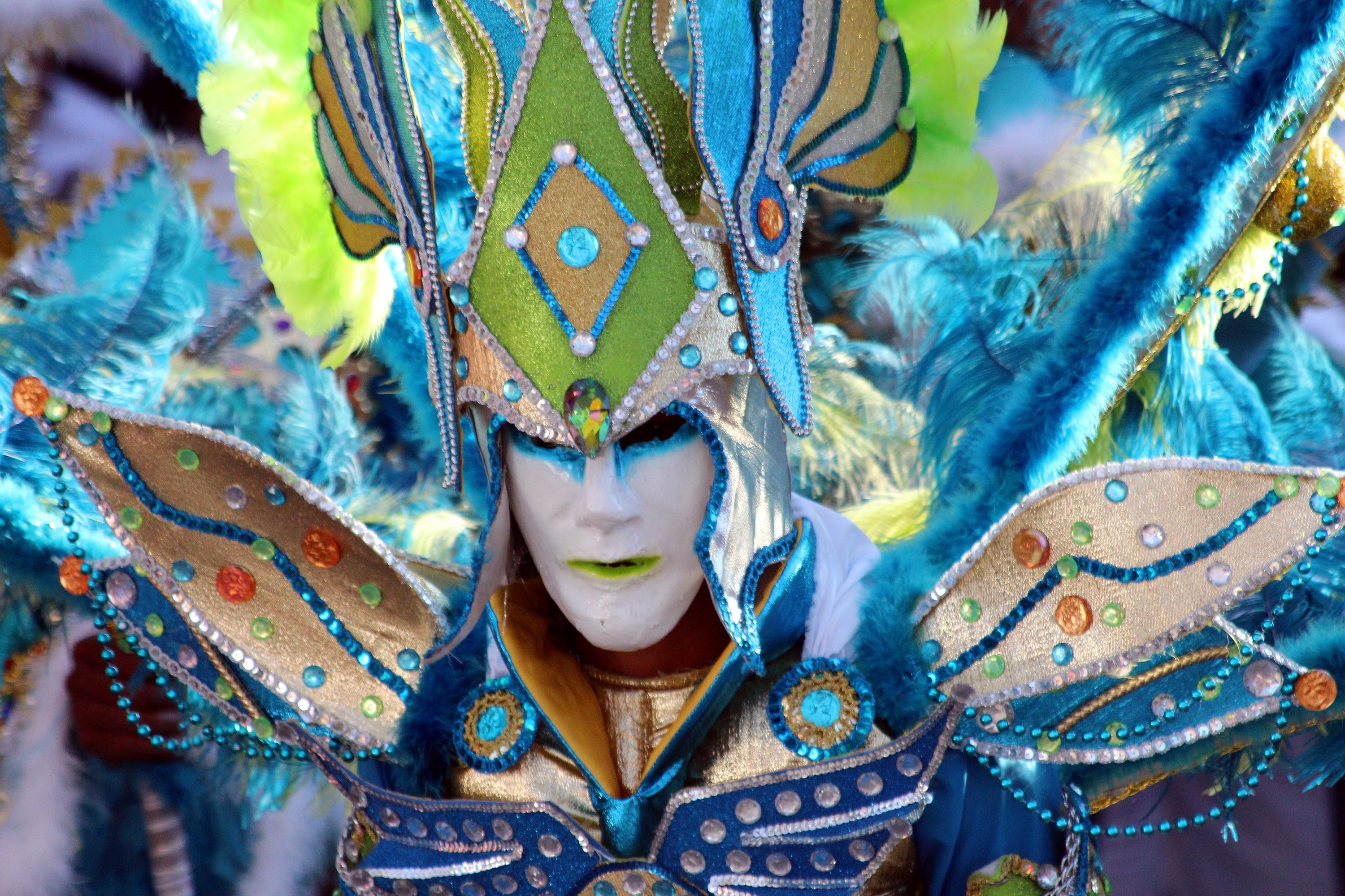 cultures, creativity, front view, celebration, handsomely, obscured face, Masquerade, feather, arts culture and entertainment, art and craft, headwear, HD Wallpaper