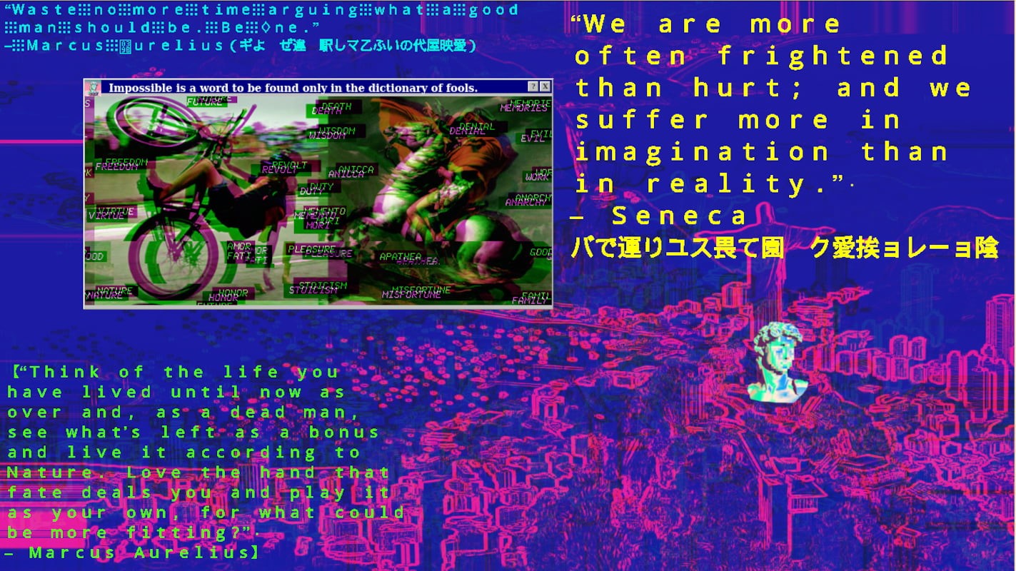 720P, stoicism, Napoleon Bonaparte, Brazil, philosophy, bicycle, Rio de Janeiro, quote, vaporwave, HD Wallpaper