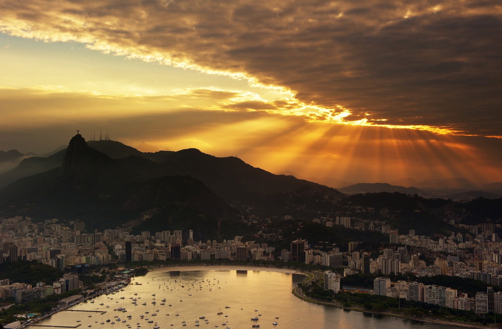 vacations, town, no people, 1080P, urban Scene, Brazil, building, journey, urban Skyline, the sky, orange color, cityscape, botafogo - Brazil, the ocean, HD Wallpaper