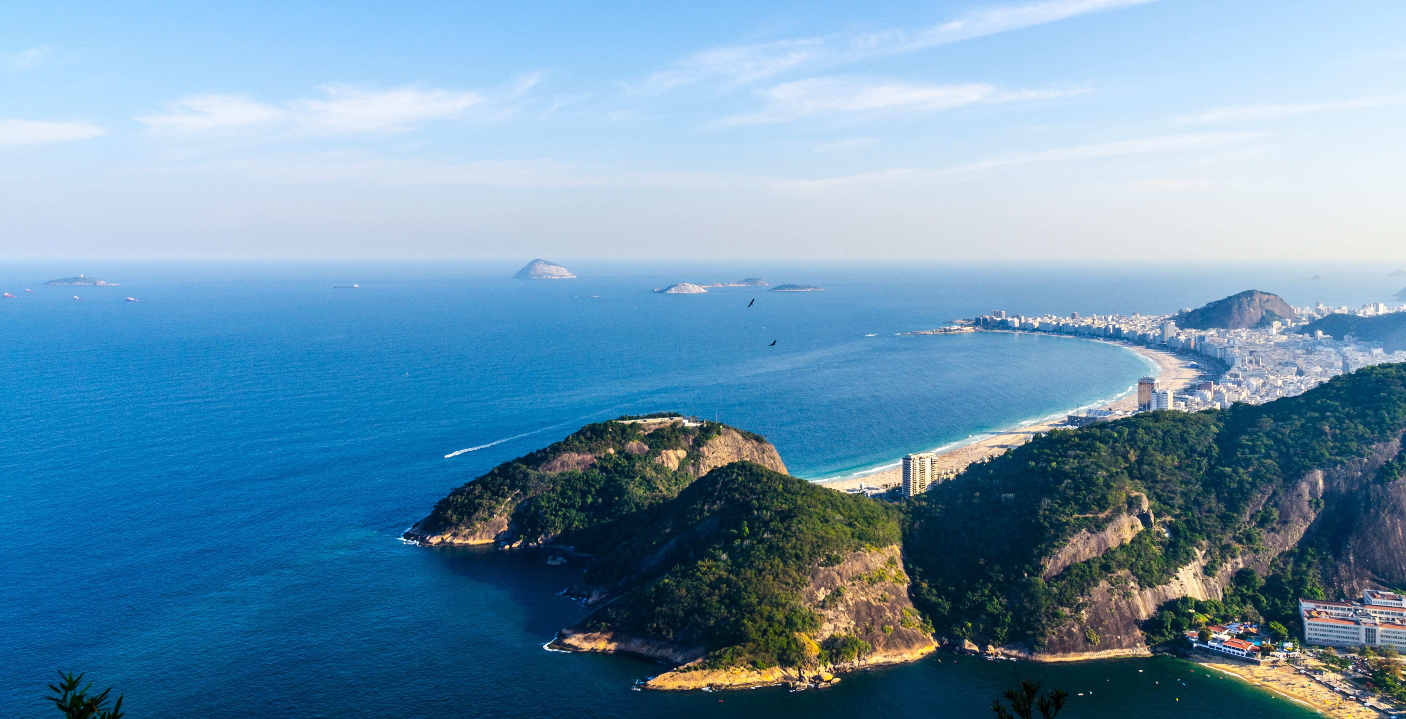bay, christ the redeemer, copacabana, sea, rio de janeiro, scenics, photo, coastline, tourist attraction, scenics - nature, outdoors, baia de guanabara, HD Wallpaper
