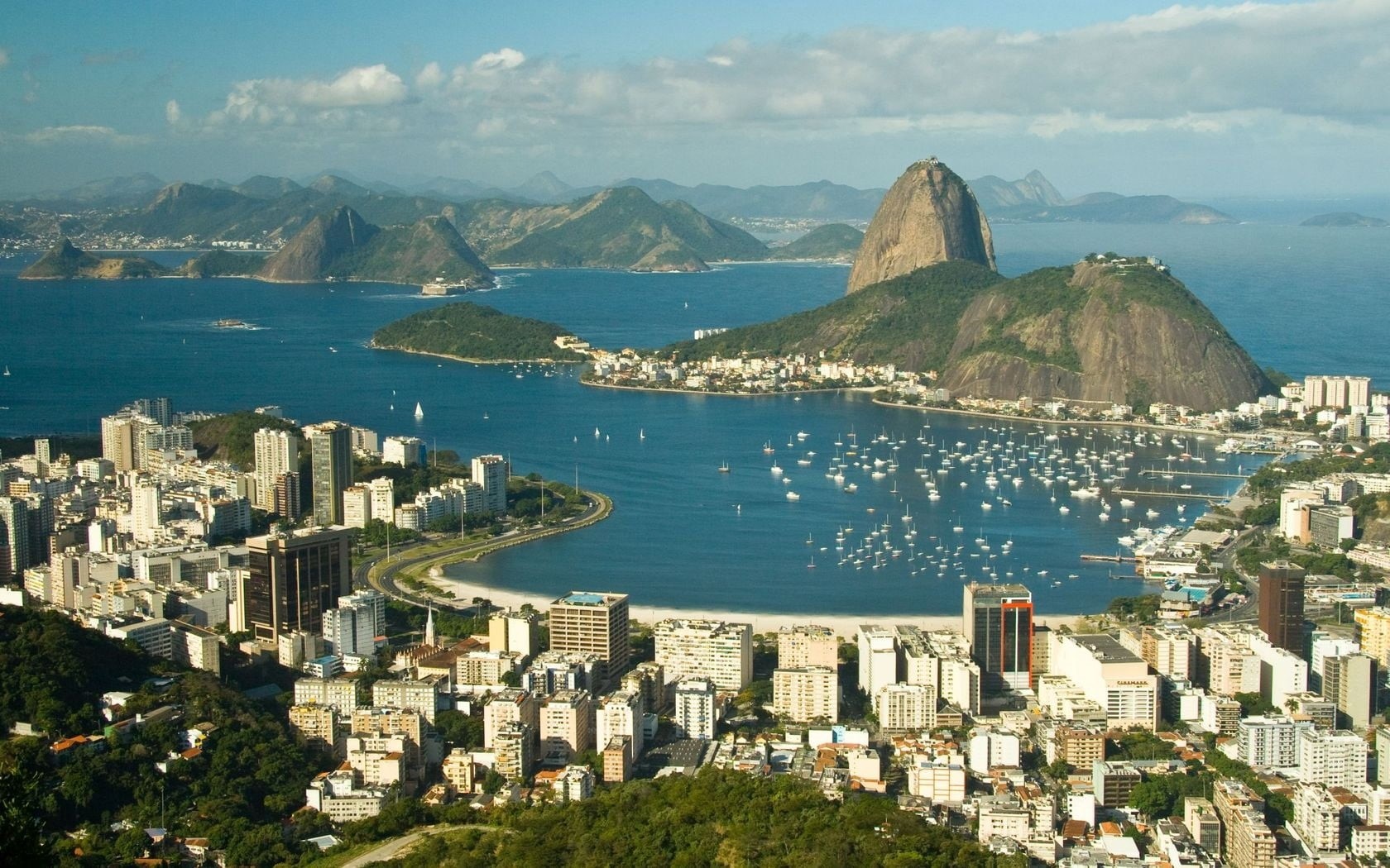famous Place, leblon Beach, island, building, gulfdock, mountain, architecture, urban Skyline, sea, building Exterior, guanabara Bay, transportation, skyscraper, HD Wallpaper