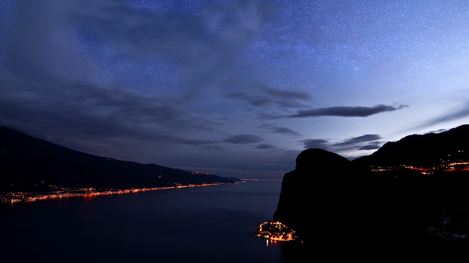 star - space, island, nature, scenics - nature, beauty In Nature, travel, lights, coastline, clouds, cloud - sky, rio de Janeiro, mountains, dark, rock - Object, HD Wallpaper