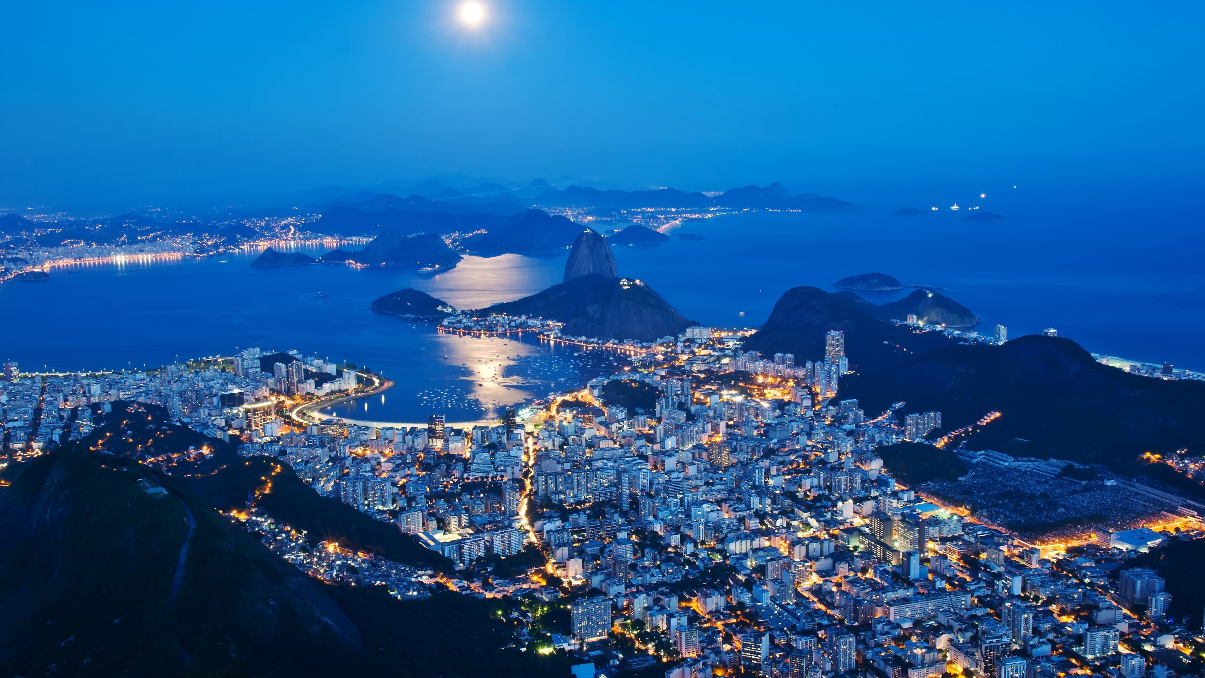 land, sea, city lights, tourism, cold temperature, blue, built structure, sky, snow, aerial photography, city, alto da boa vista, rio de janeiro, nature, HD Wallpaper