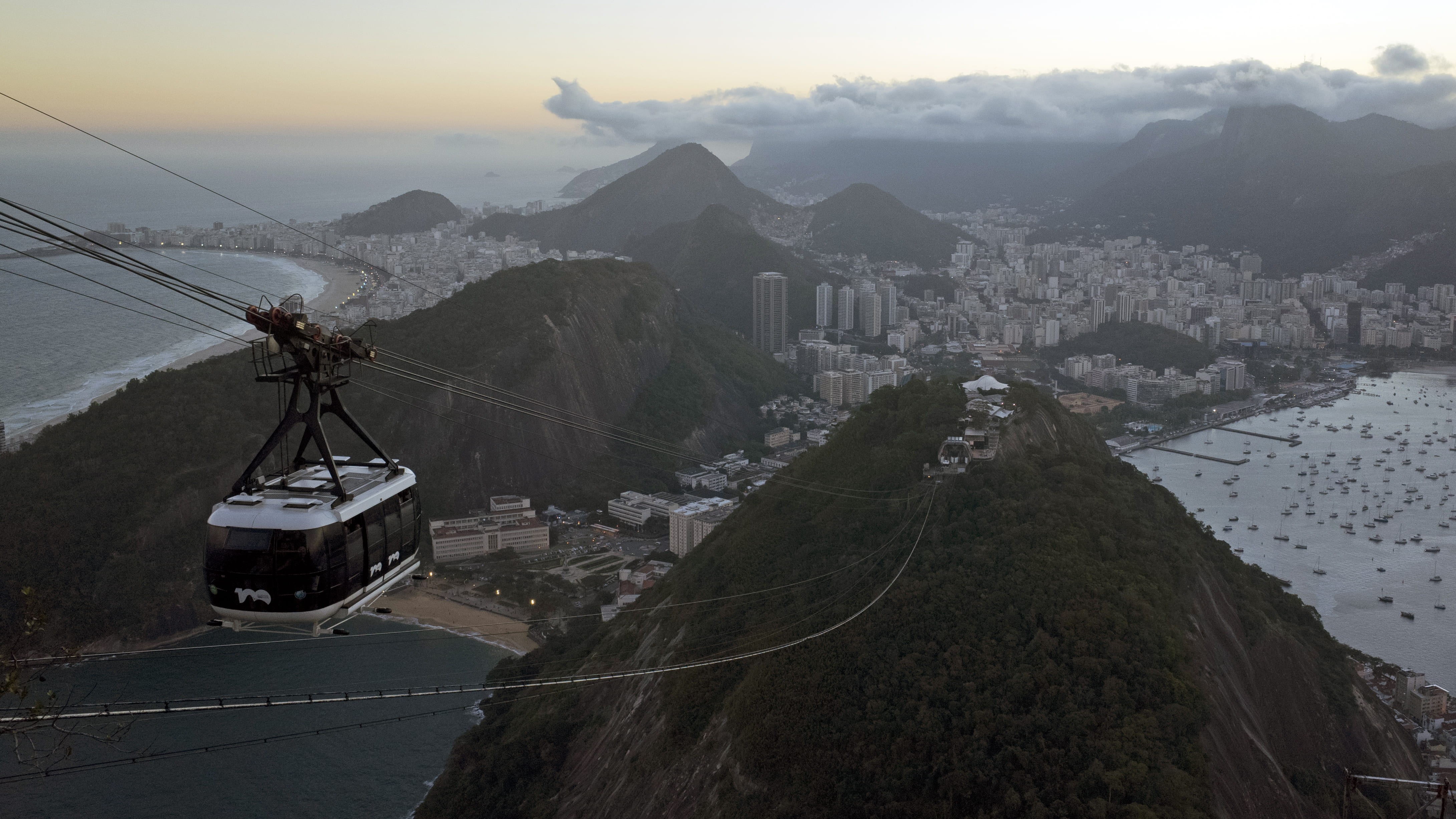 white, transportation, beach, sky, landscape, gondola, day, land, brazil, fog, mountain range, building exterior, cable car, snow, mood, travel destinations, HD Wallpaper