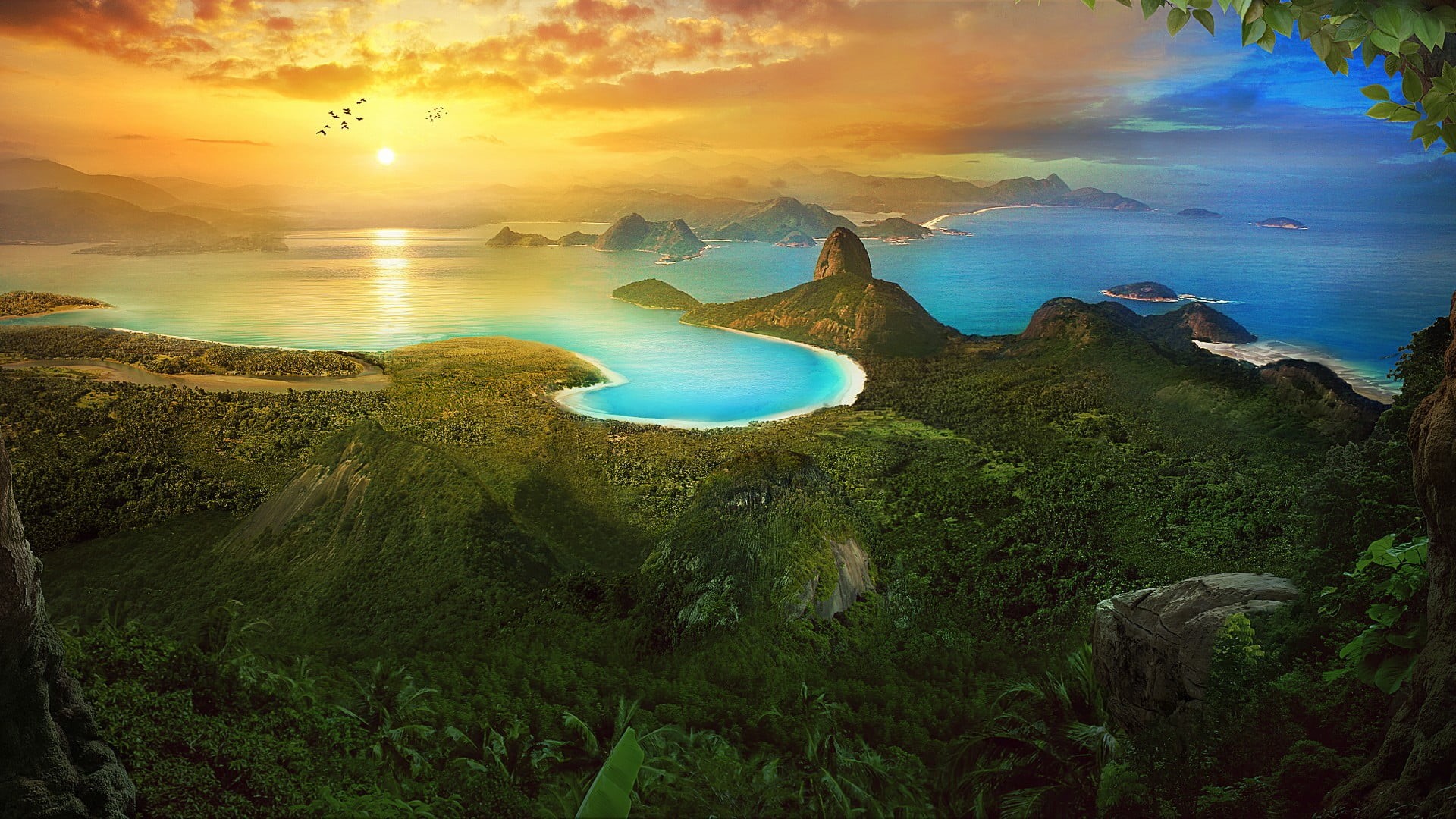 sky, no people, land, sugarloaf mountain, non-urban scene, green color, water, scenics - nature, idyllic, outdoors, rio de janeiro, cloud - sky, beauty in nature, HD Wallpaper