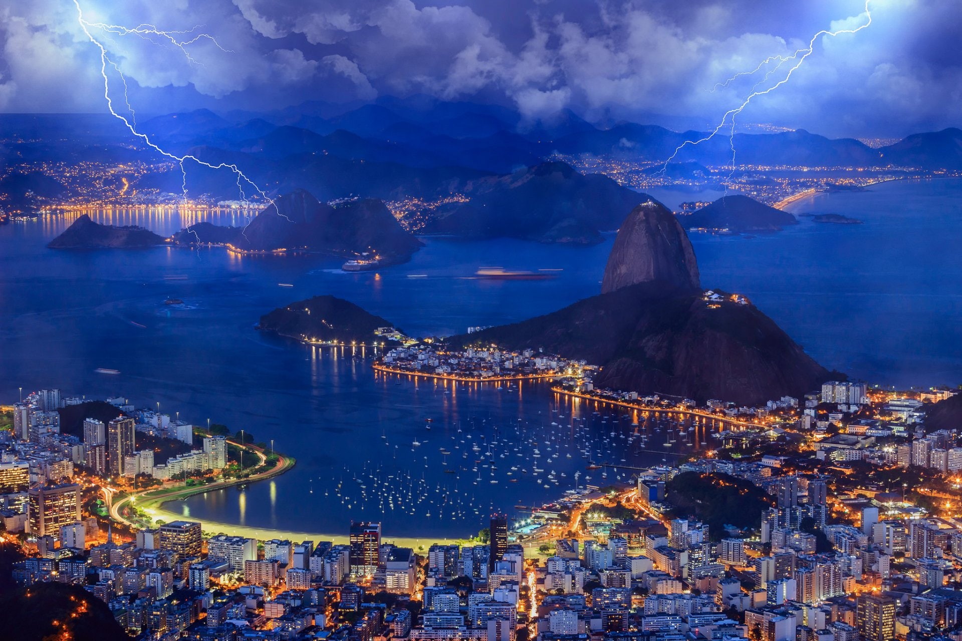 Brazil, Lightning, 1080P, Rio De Janeiro, Botafogo, Cities, HD Wallpaper