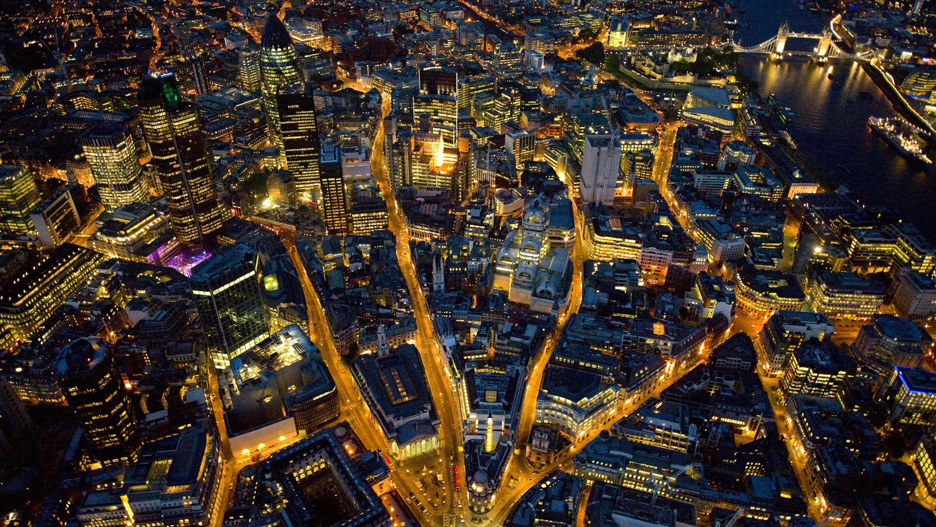 crowded, city life, city lights, backgrounds, building, road, illuminated, high angle view, residential district, building exterior, modern, skyscraper, HD Wallpaper