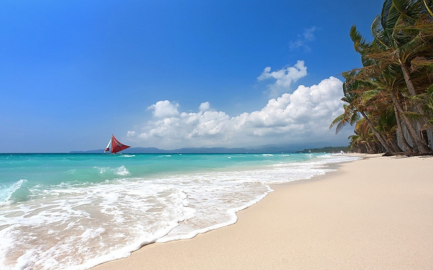 water, land, idyllic, vacations, tranquil scene, cloud - sky, horizon, turquoise colored, tranquility, sand, holiday, no people, sea, travel destinations, HD Wallpaper