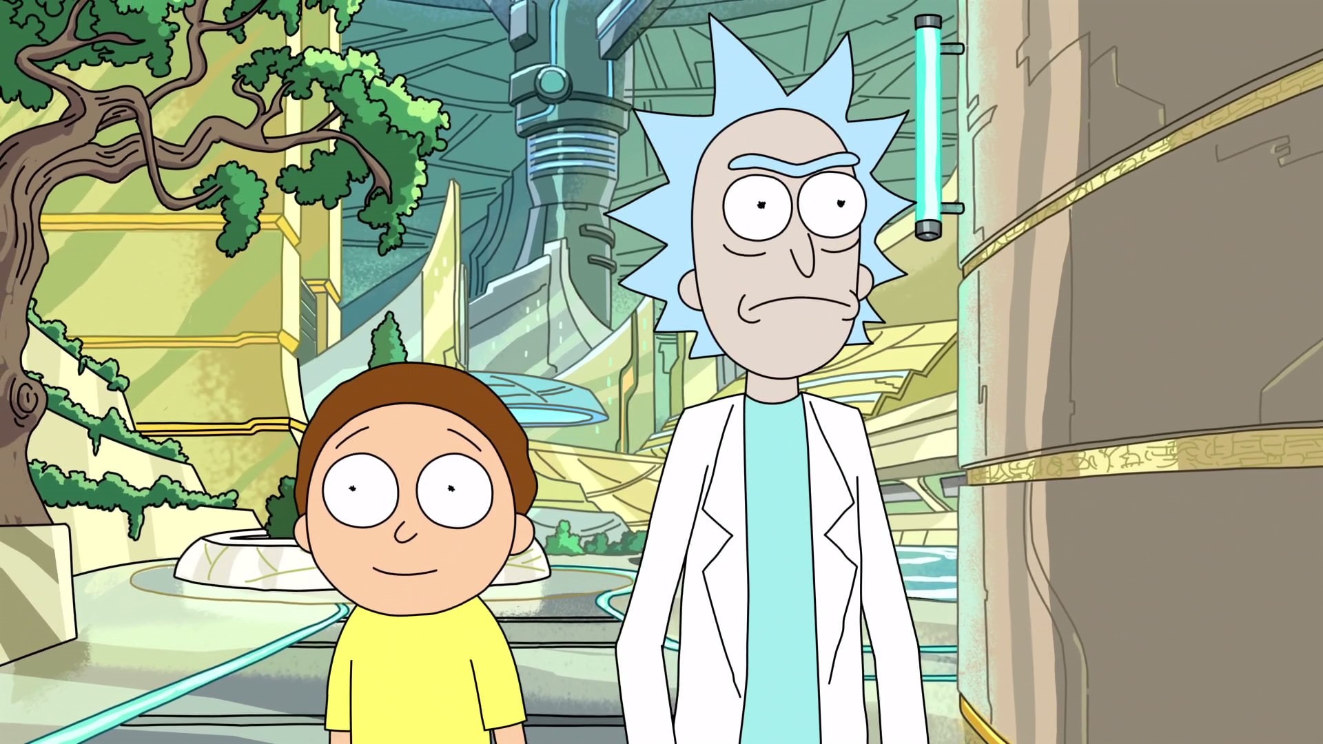 close-up, Rick and Morty, human representation, communication, Rick Sanchez, creativity, wubalubadubdub, indoors, day, no people, 1080P, mural, built structure, HD Wallpaper