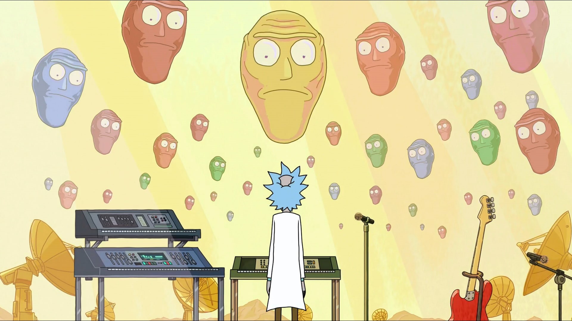 Show me what  you got, get schwifty, floating heads, Rick and Morty, wubalubadubdub, 1080P, Rick Sanchez, HD Wallpaper