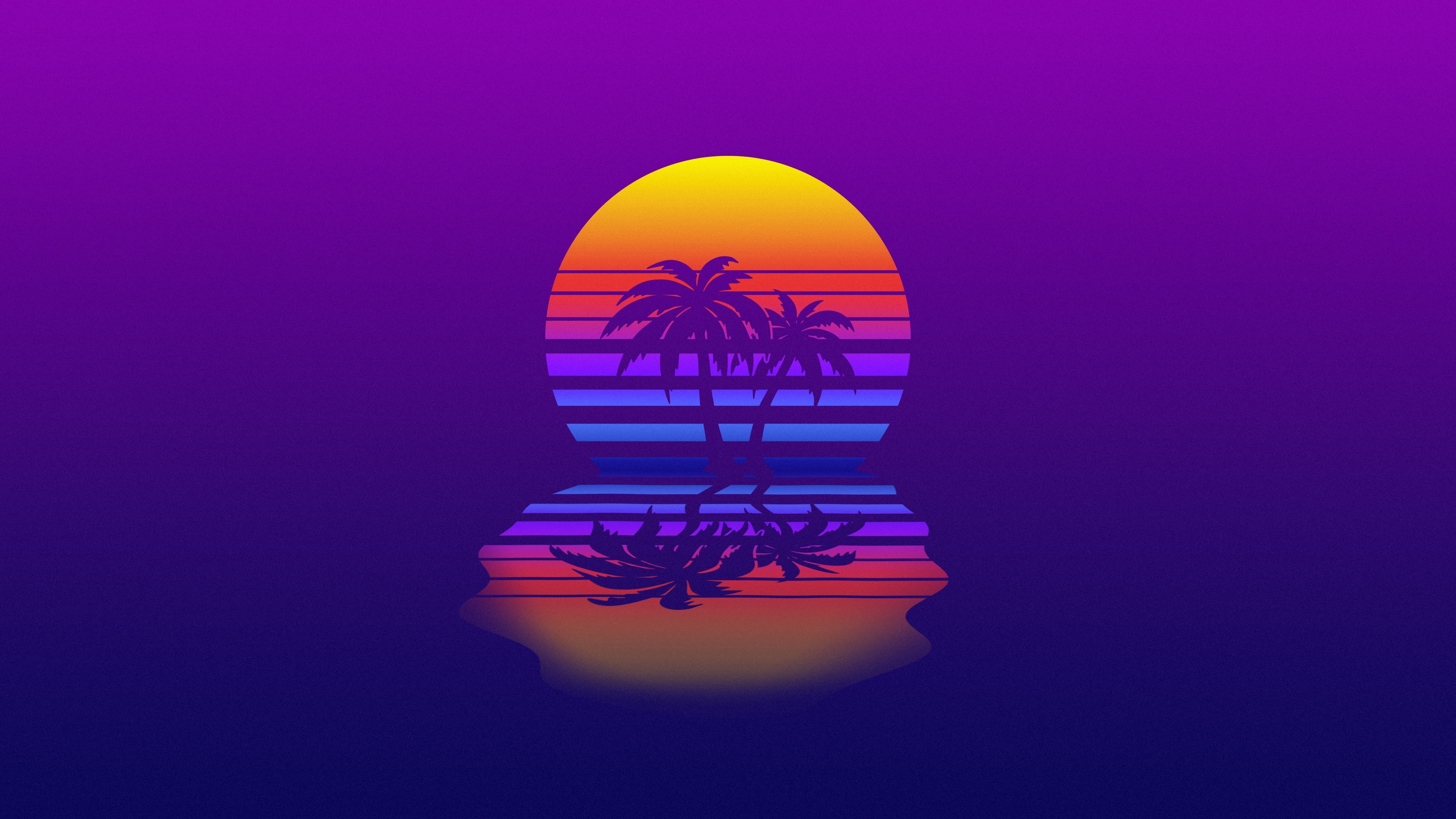 synthwave, sunset, 4K, retrowave, HD Wallpaper