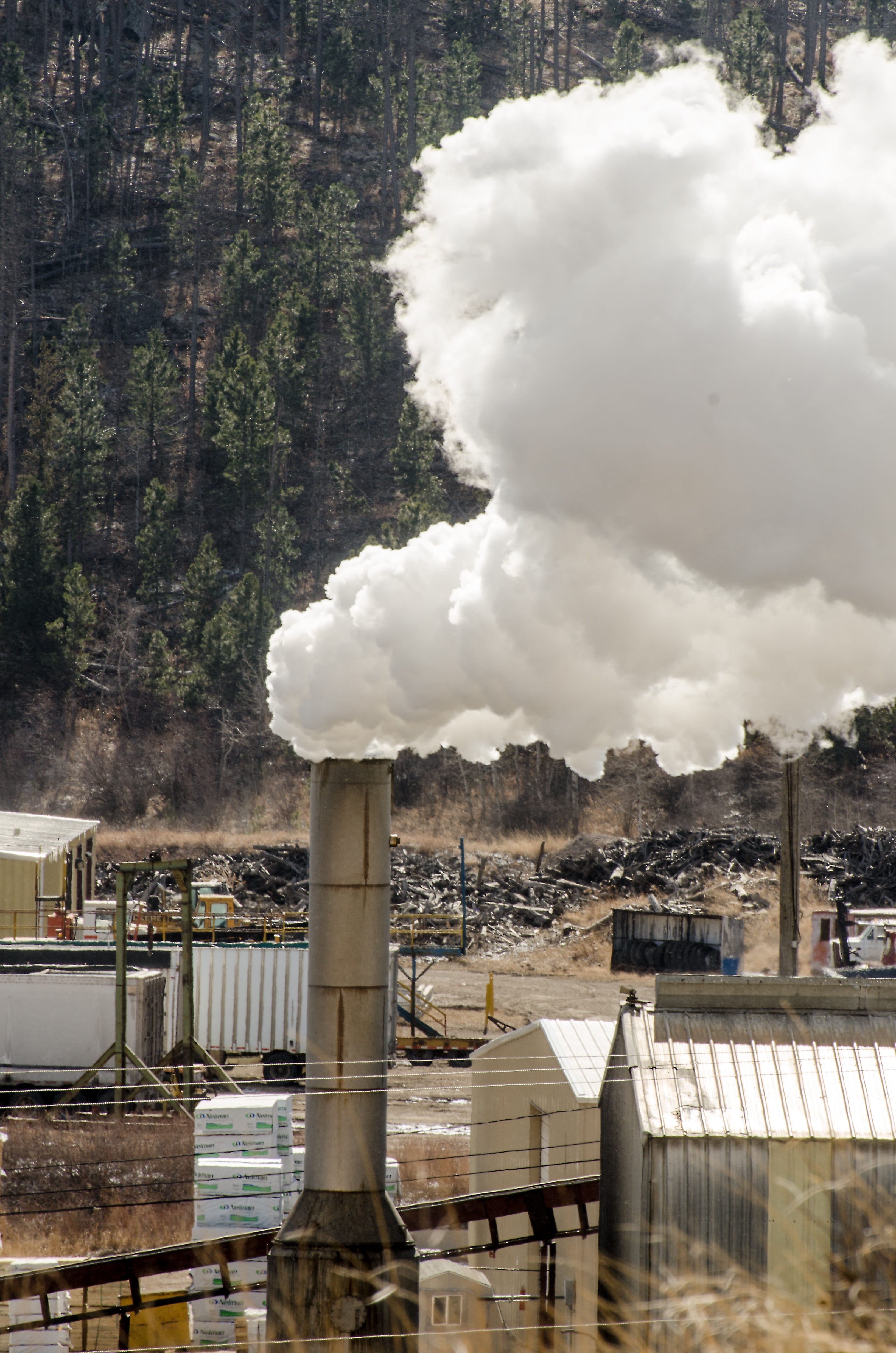 building exterior, equipment, nature, Smoke, Sawmill, sky, mill, factory, wood, forest, industrial, chimney, cloud - sky, lumber, emitting, air pollution, Phone HD Wallpaper