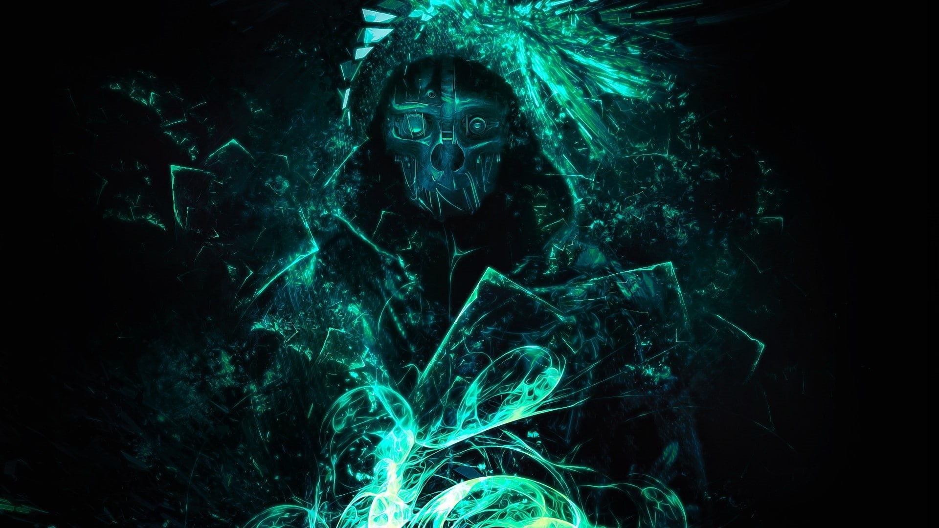 people, monster - fictional character, dark, video games artwork dishonored corvo glowing simple background corvo attano, 1080P, fear, human body part, HD Wallpaper