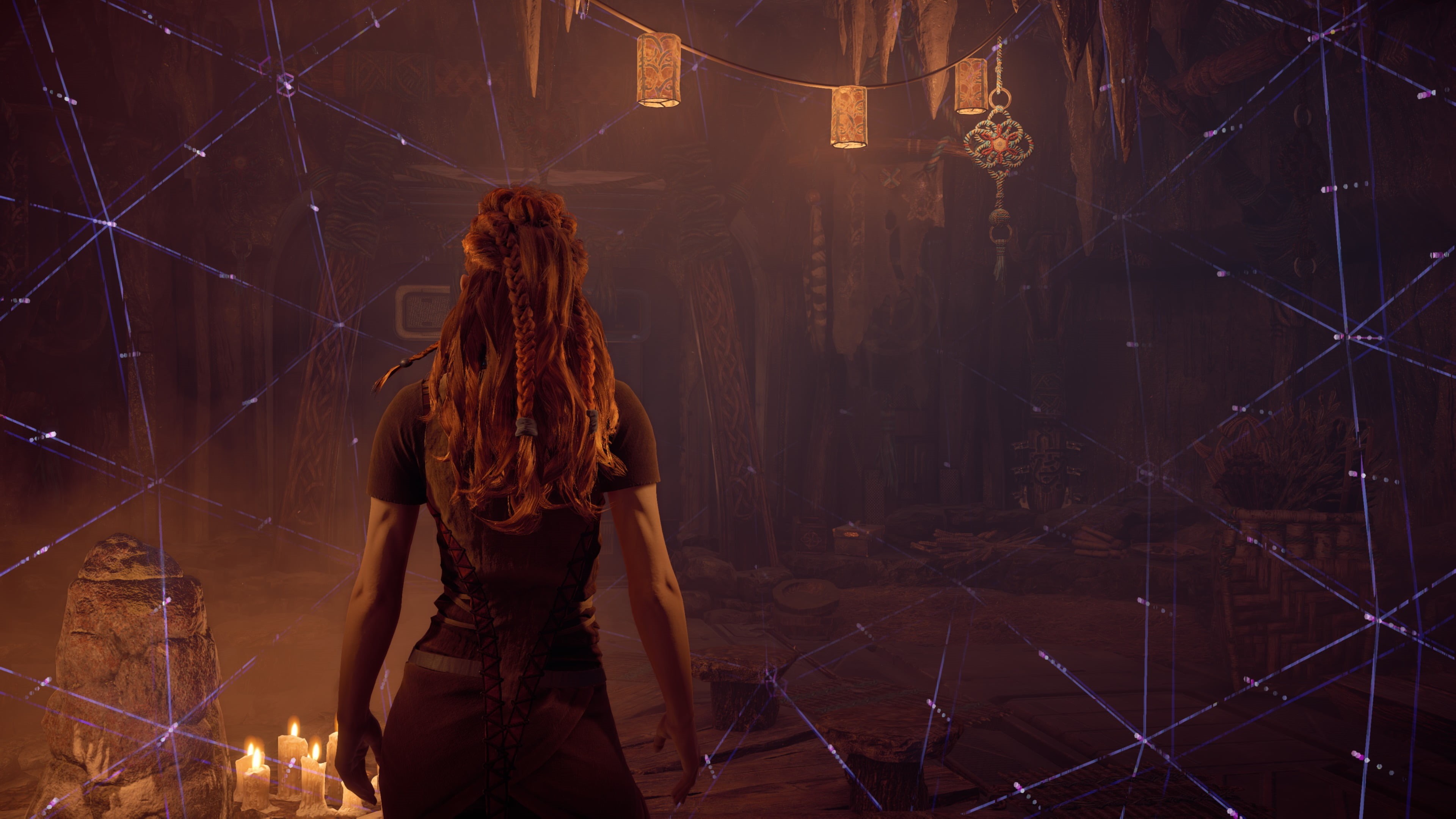 night, standing, hairstyle, casual clothing, women, Horizon: Zero Dawn, long hair, light, Alloy, hair, hoodie, three quarter length, north, face, red, adult, HD Wallpaper