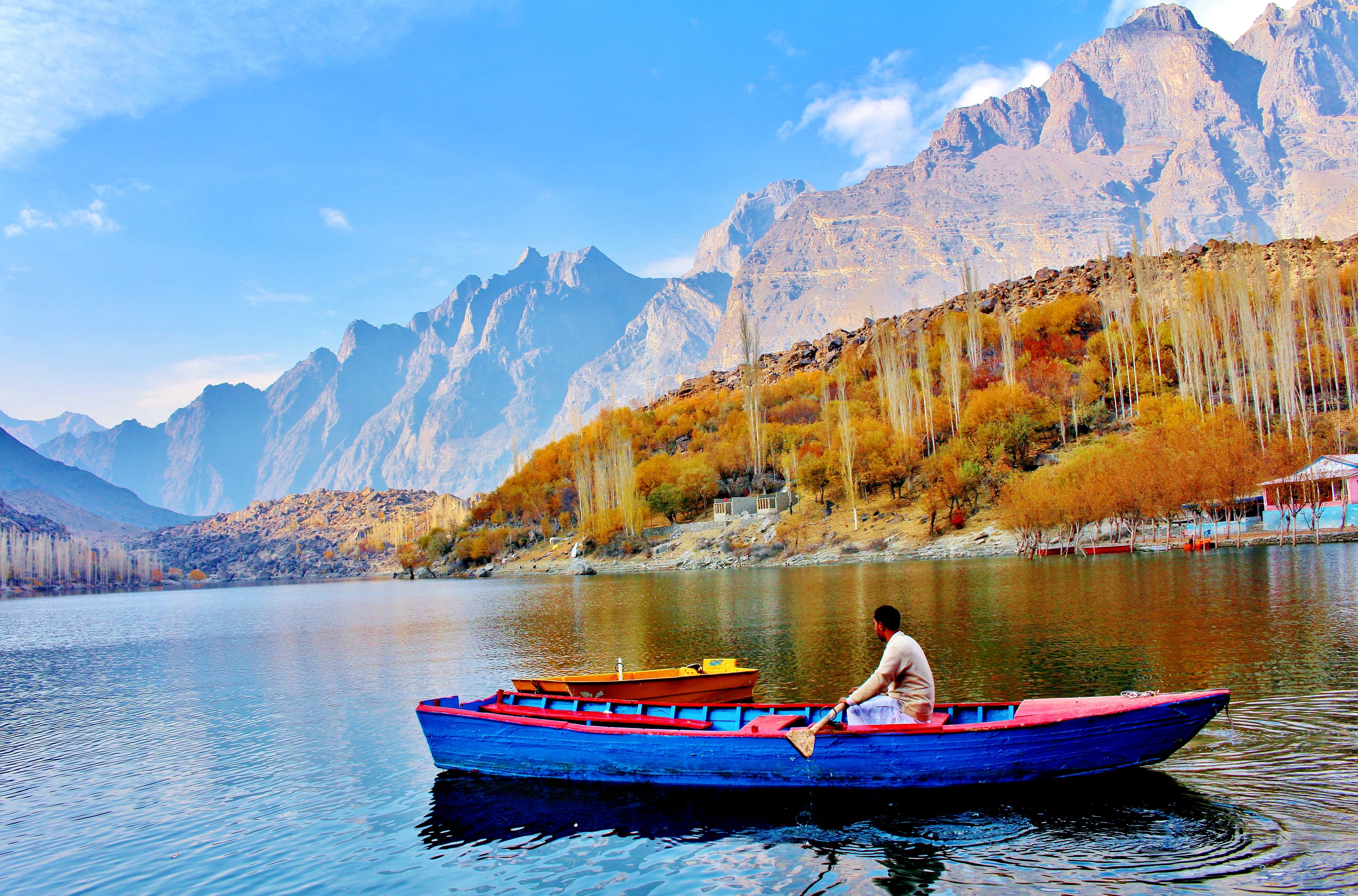 man, indus river, asia, board, mode of transportation, beauty in nature, body, leisure activity, hill, adventure, valley, blue, mountain, Pakistan, scenics - nature, HD Wallpaper