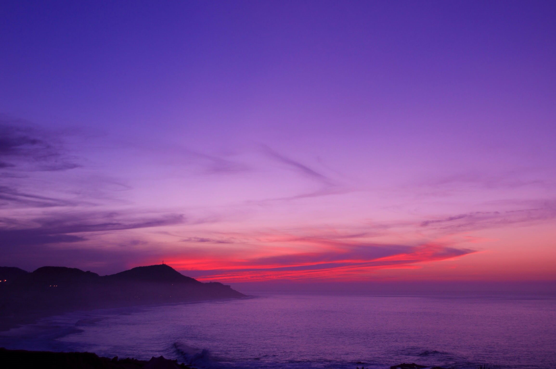 nature, coastline, 1080P, mountain, scenery, landscape, scenics, sunset, dusk, illustration, sky, sea, HD Wallpaper