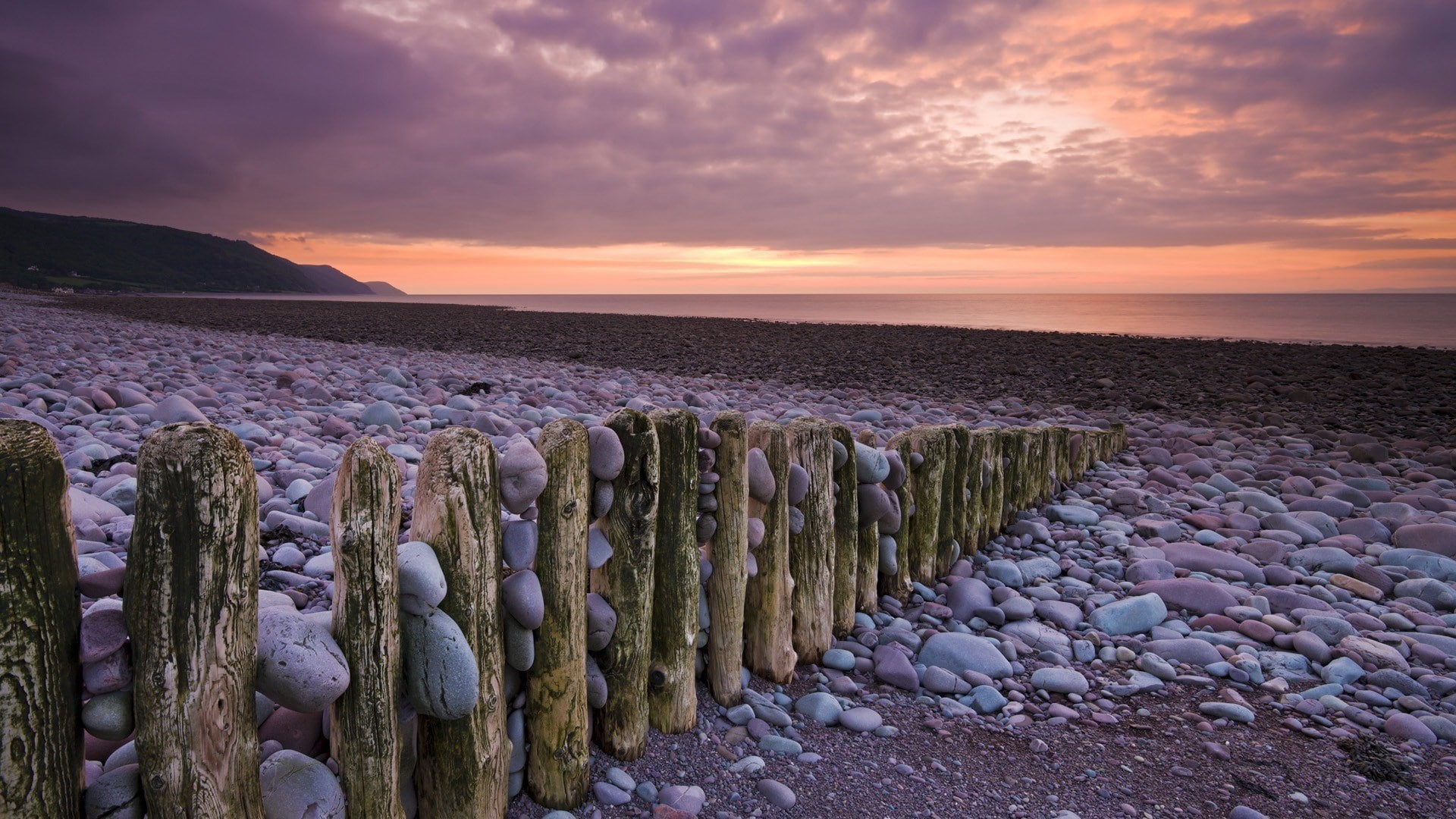 1080P, water, sea, nature, cloud - sky, sunset, environment, stone - object, tranquility, groyne, beach, solid, beauty in nature, pebble, outdoors, sky, HD Wallpaper