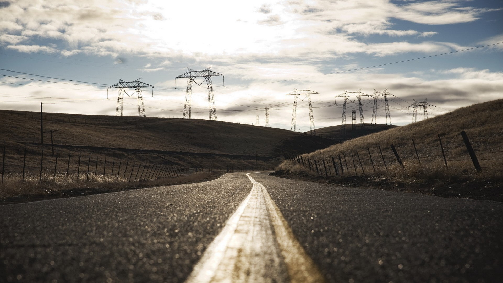 environment, nature, sky, transportation, connection, direction, electricity, electricity pylon, the way forward, pc  hd 1080p nature  1920x1080, cable, HD Wallpaper
