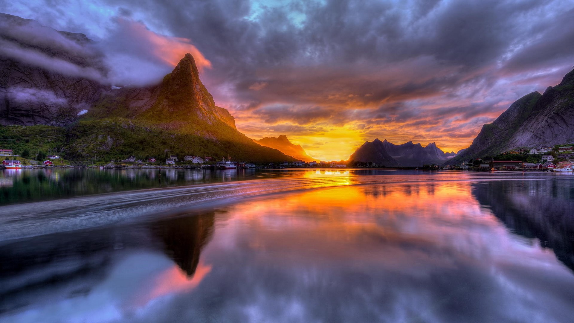 tranquility, outdoors, sea, romantic sky, architecture, sunset, awe, pc  nature hd pictures 1920x1080, dramatic sky, 1080P, water, beauty in nature, scenics - nature, HD Wallpaper
