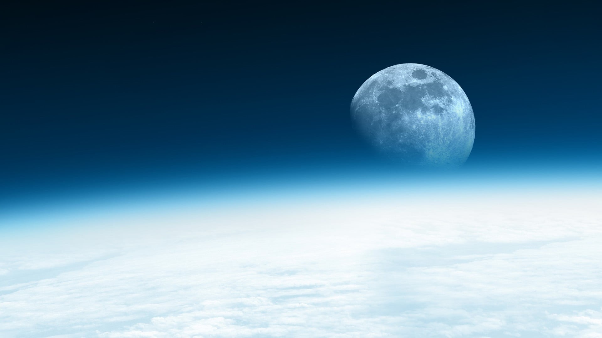 tranquility, planet - space, astronomy, heaven, Moon, dark, scenics - nature, cloud - sky, orbiting, blue, beauty in nature, outer, outdoors, nature, copy space, HD Wallpaper