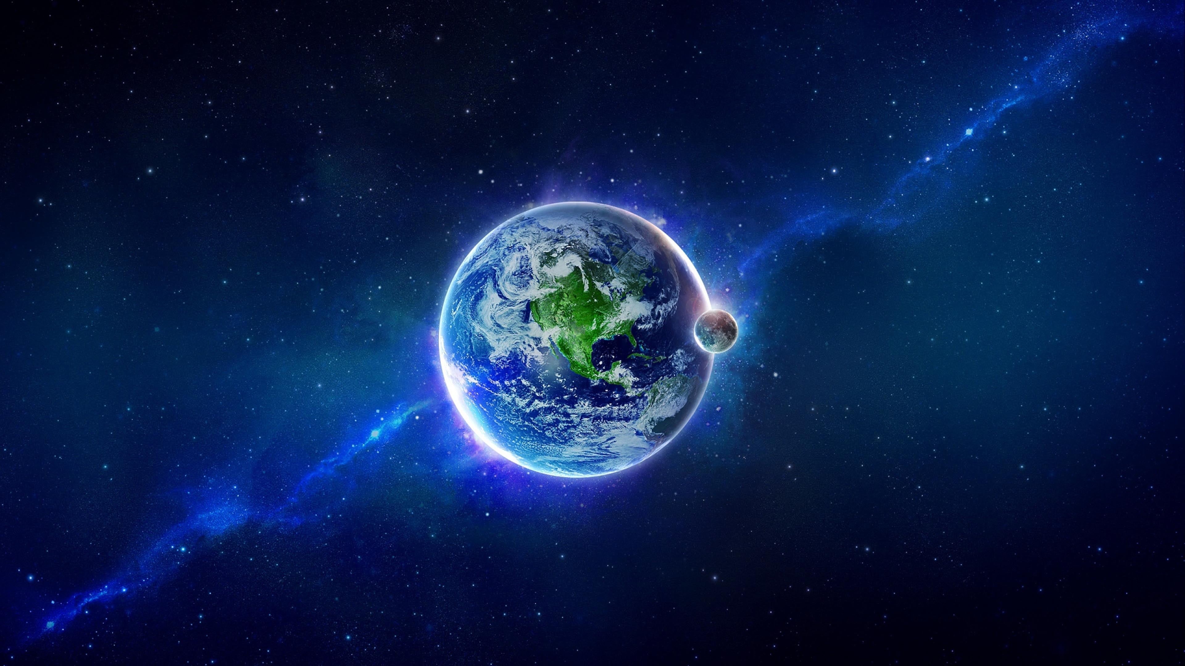 digital, outdoors, 4K, dark blue, planet - space, satellite view, planet earth, nature, night, star - space, space, glowing, light - natural phenomenon, HD Wallpaper