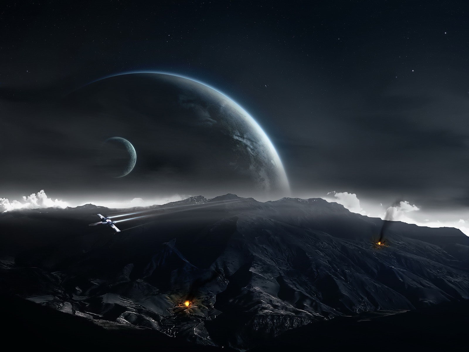 space, cloud - sky, star - space, mountain peak, environment, sky, scenics - nature, nature, meteorology, 720P, night, lightning, power in nature, astronomy, HD Wallpaper