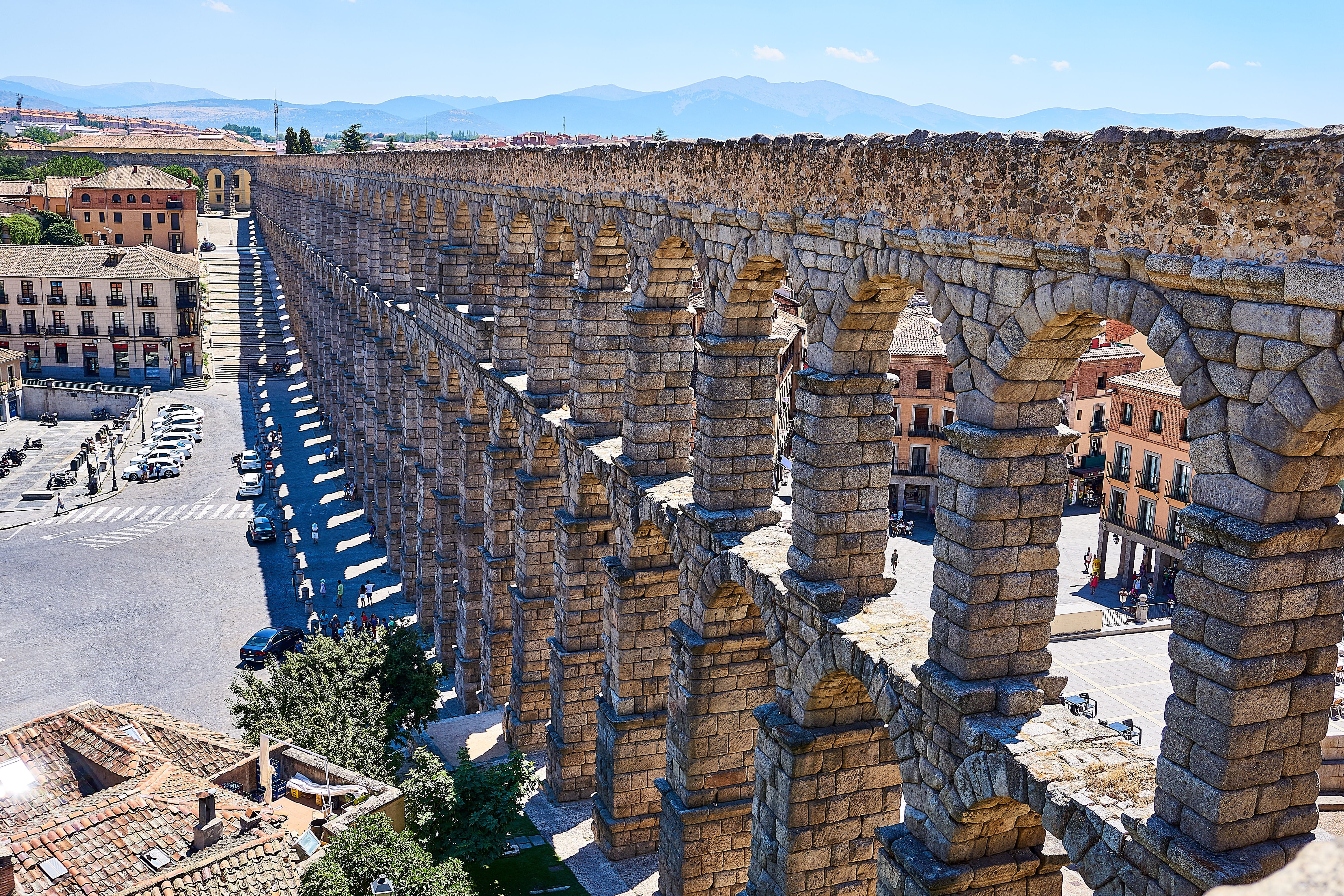 unesco world heritage site, aerial, high angle view, built structure, segovia, unesco, architecture, column, city, historic old town, historical city centre, HD Wallpaper