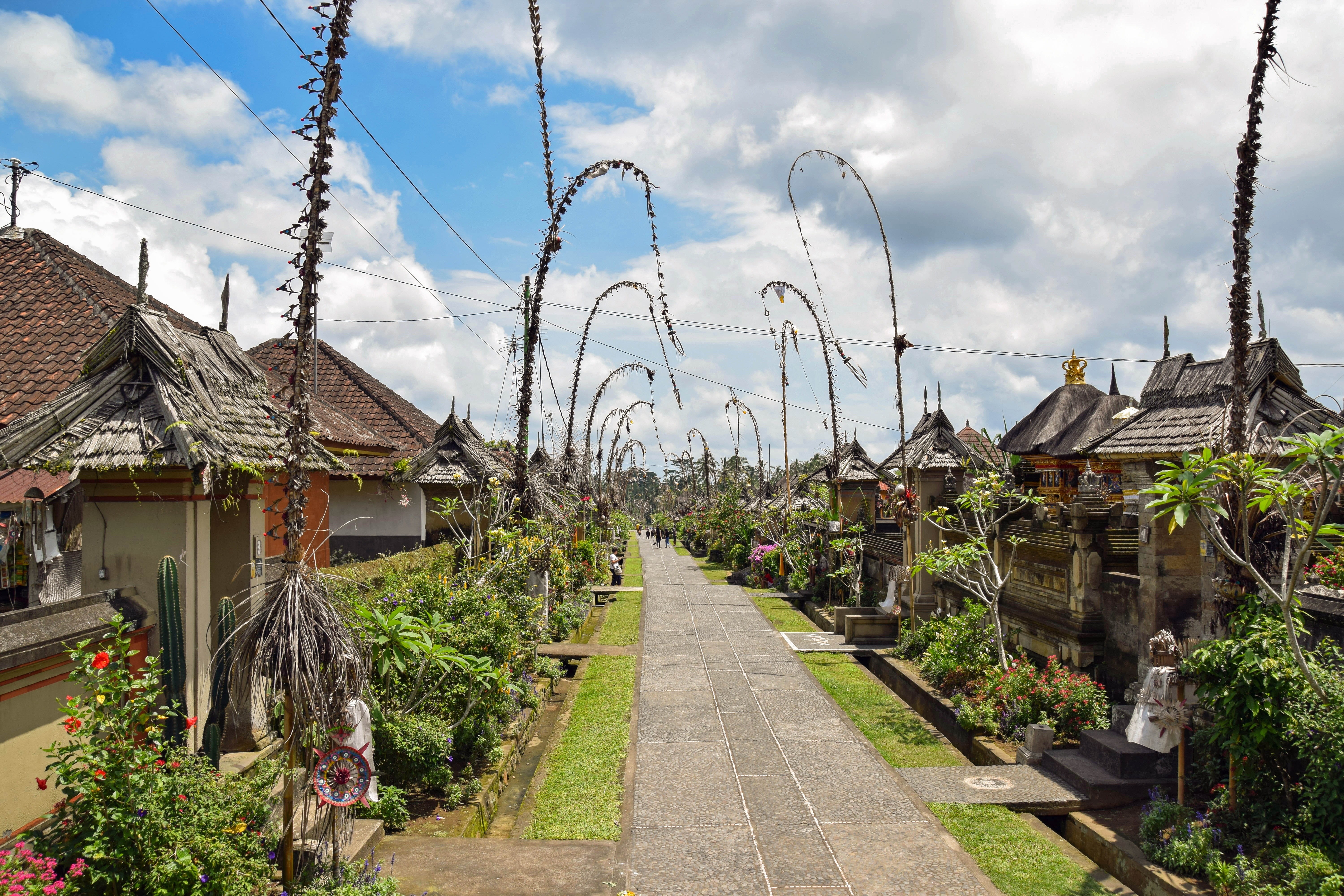 direction, residential district, penglipuran, day, growth, cloud - sky, sky, transportation, no people, outdoors, city, the way forward, travel, footpath, HD Wallpaper